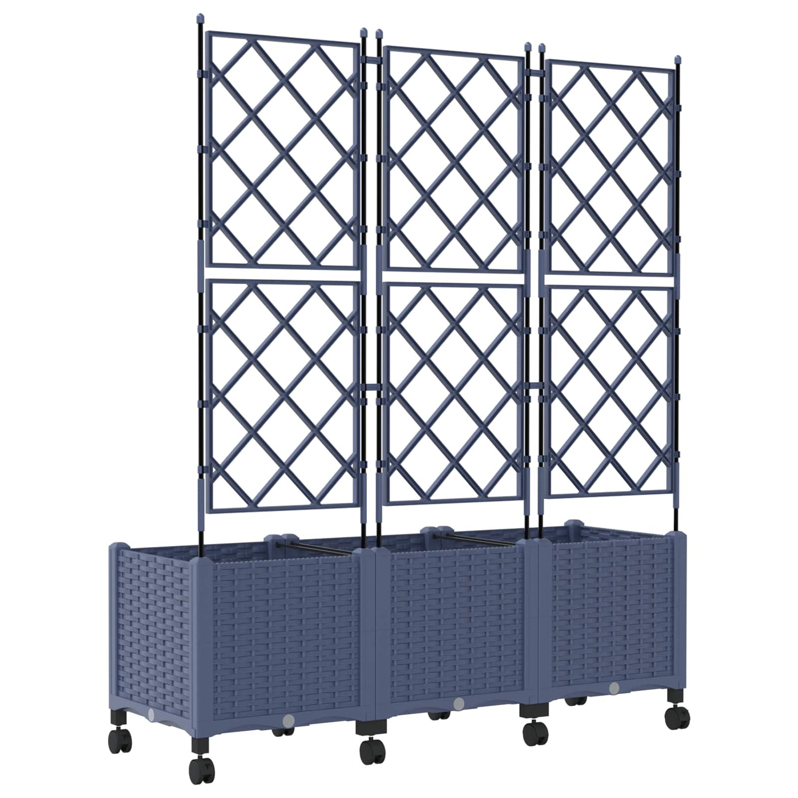 Tuinplantbak met schutting en wielen 3 st Grijs PP image 4