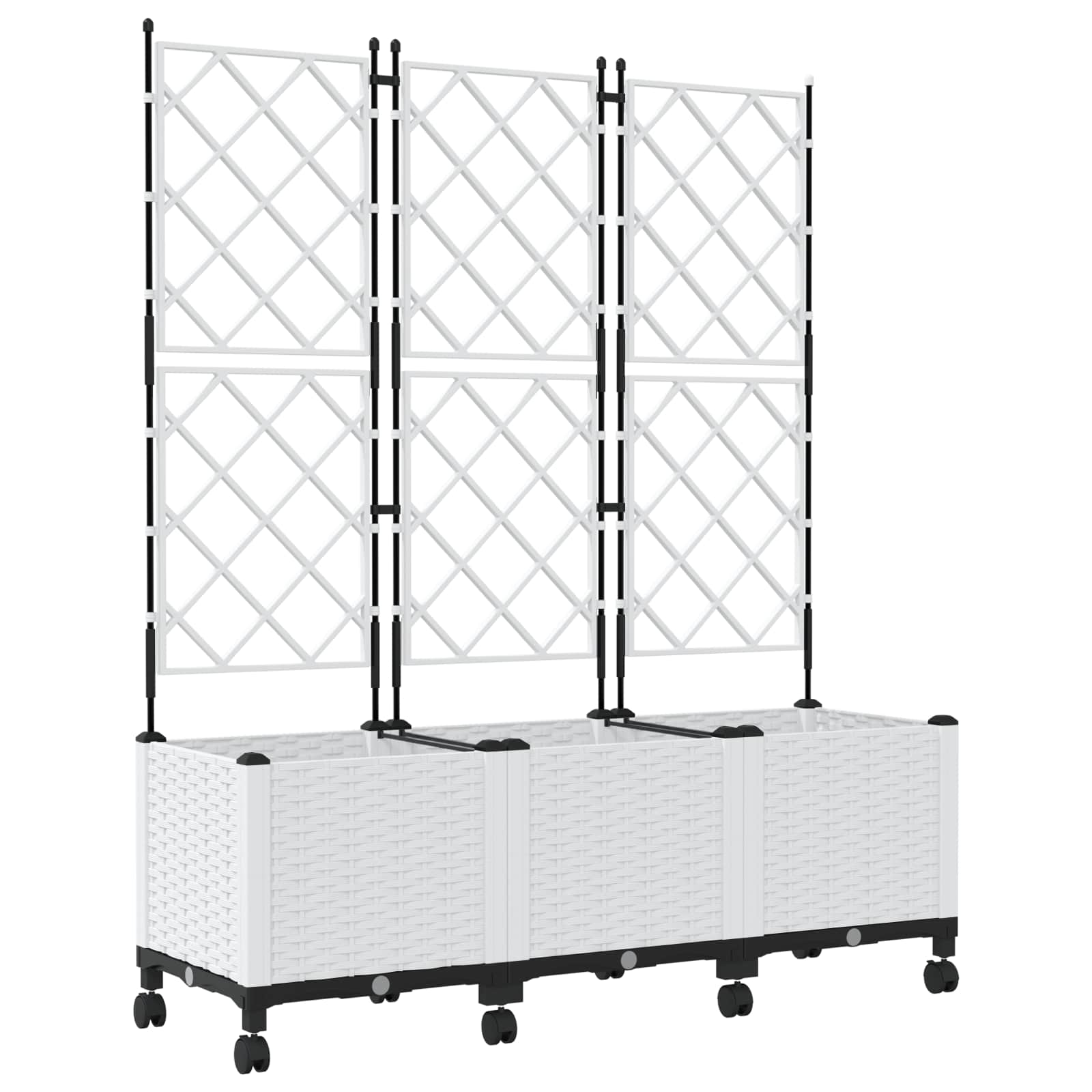 Tuinplantbak met schutting en wielen 3 st Wit 120 x 40 x 149 cm image 2