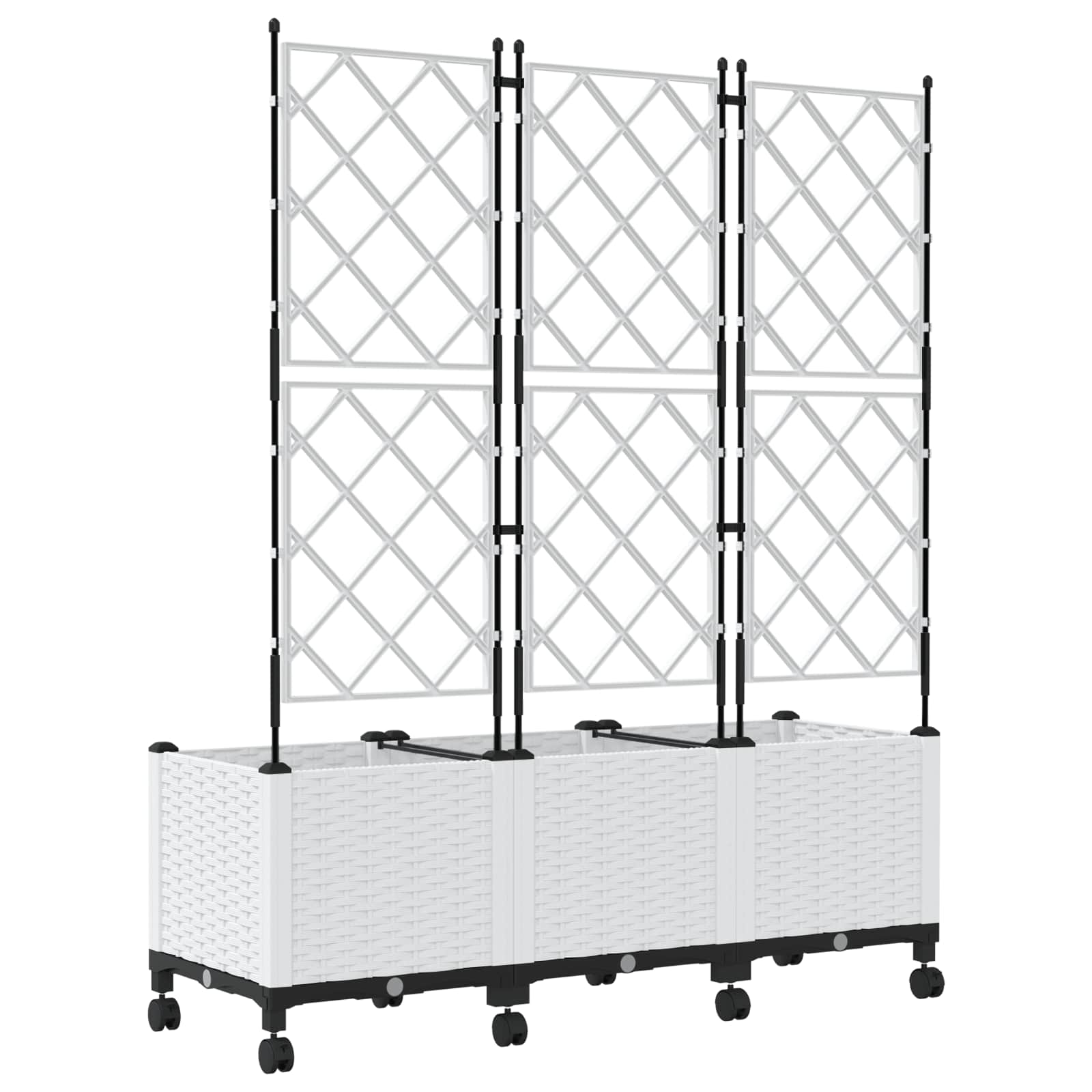 Tuinplantbak met schutting en wielen 3 st Wit 120 x 40 x 149 cm image 4
