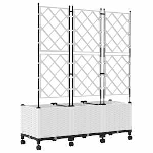 Zahradní truhlík s treláží a koly 3 ks Bílá 120 x 40 x 149 cm - obrázek 4
