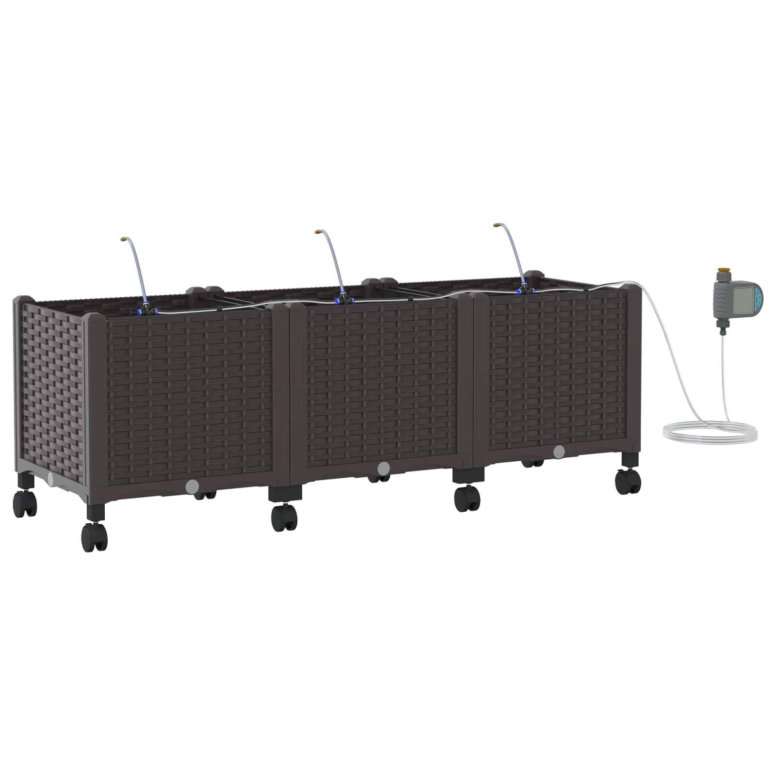 Tuin Pot met Irrigatie en Wielen 3 st Bruin 120 x 40 x 43,5 cm image 2