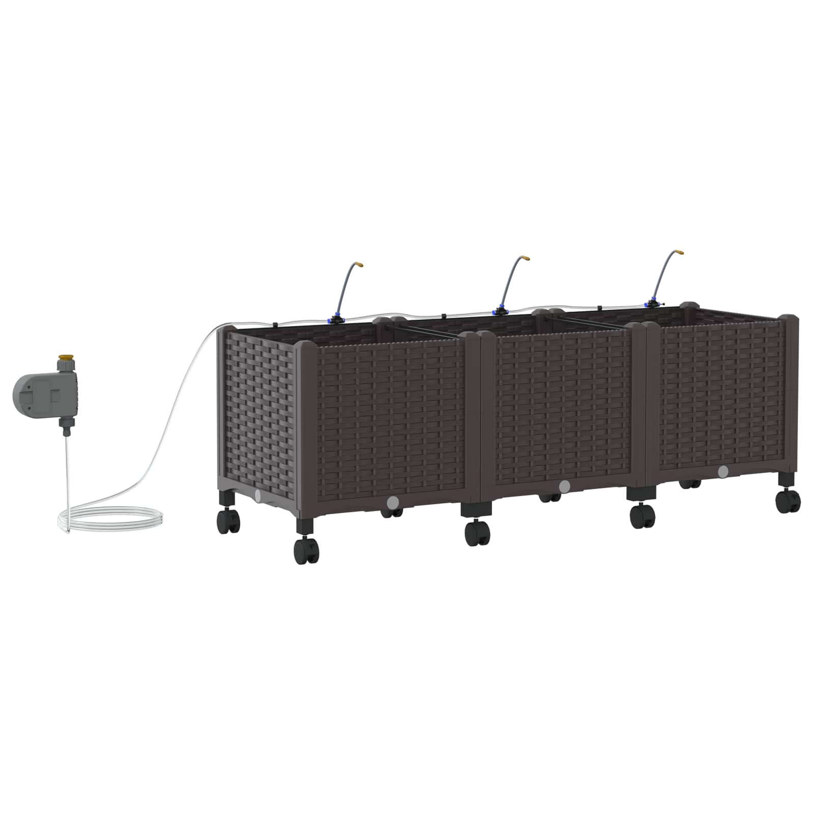 Tuin Pot met Irrigatie en Wielen 3 st Bruin 120 x 40 x 43,5 cm image 4
