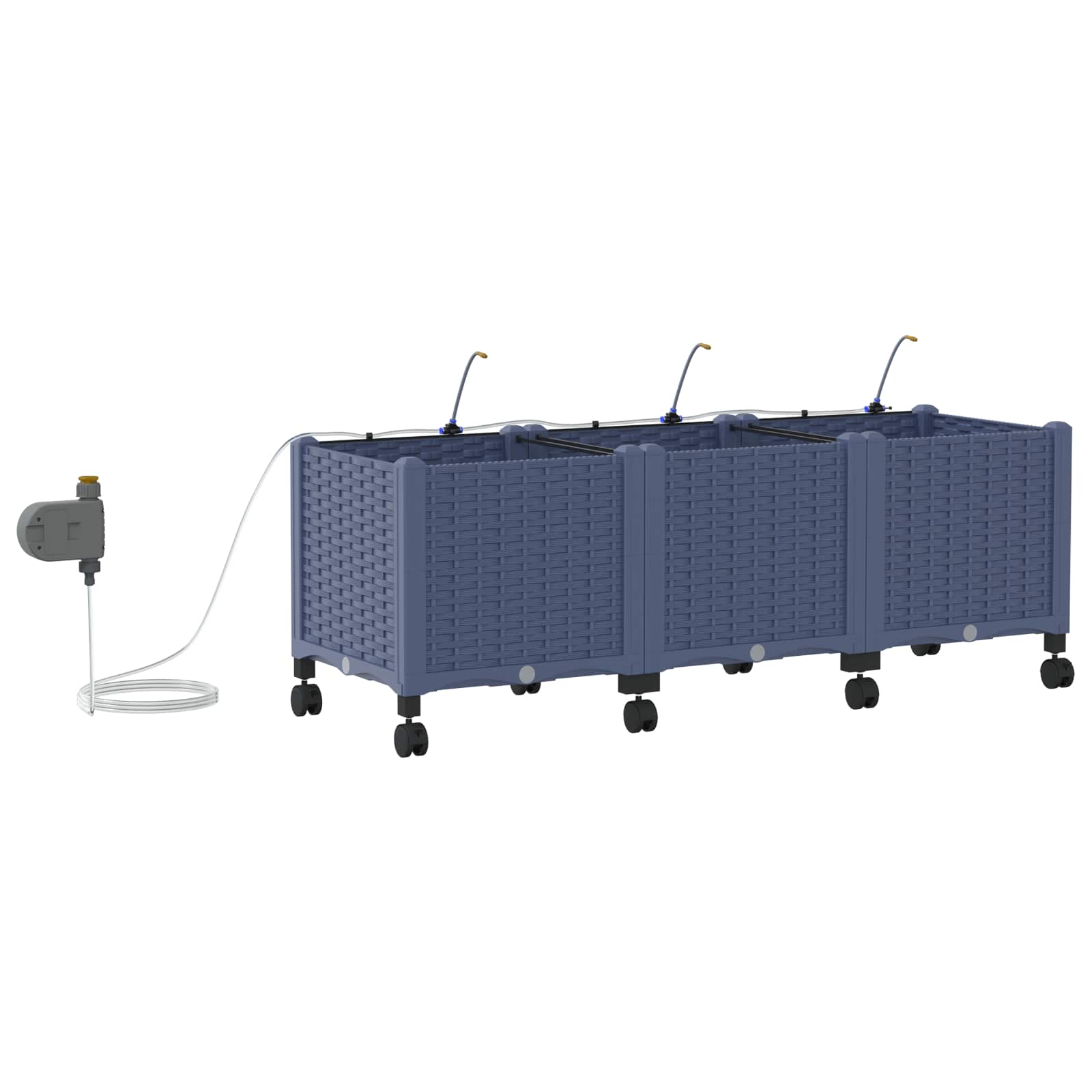 Tuin Pot met Irrigatie en Wielen 3 st Grijs 120 x 40 x 43,5 cm image 4