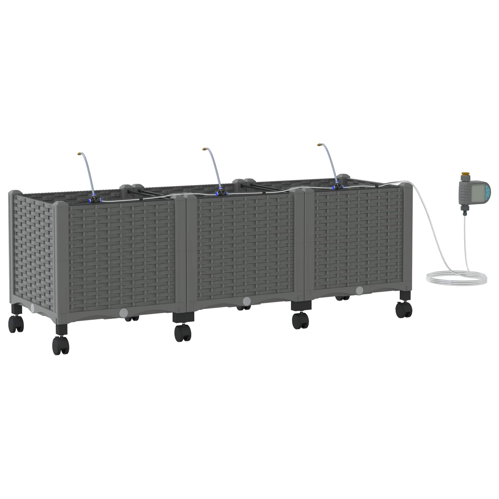 Tuin Pot met Irrigatie en Wielen 3 st Lichtgrijs PP image 2