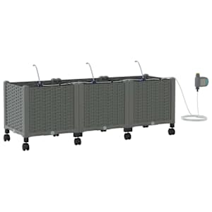 vidaXL Aiakonteiner Kastmise ja Ratastega 3 tk Helehall PP