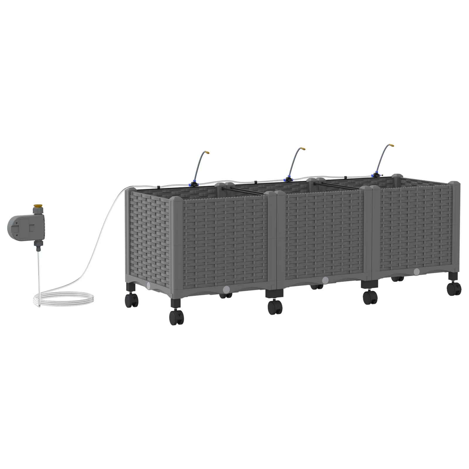 Tuin Pot met Irrigatie en Wielen 3 st Lichtgrijs PP image 4