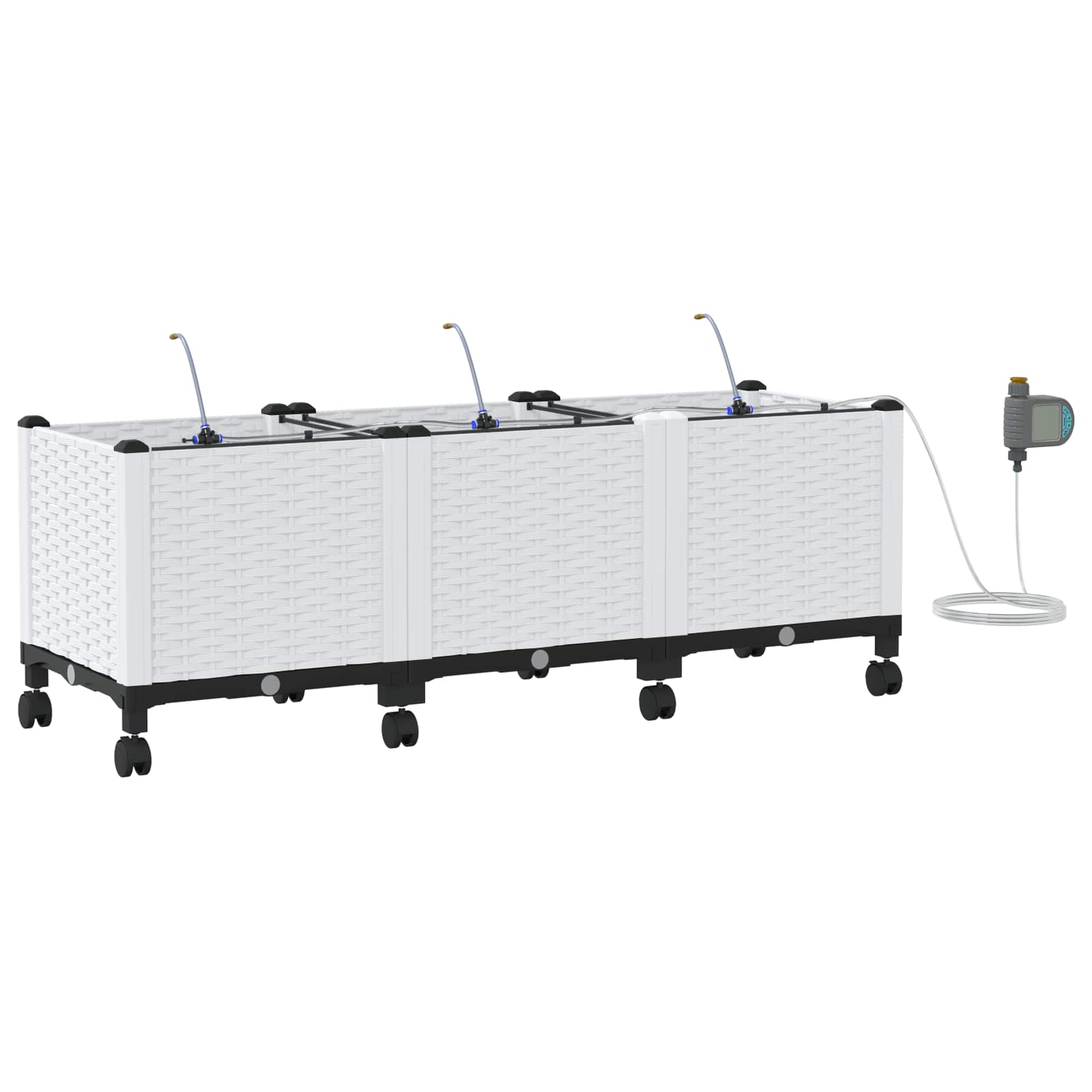Tuin Pot met Irrigatie en Wielen 3 st Wit 120 x 40 x 43,5 cm PP image 2