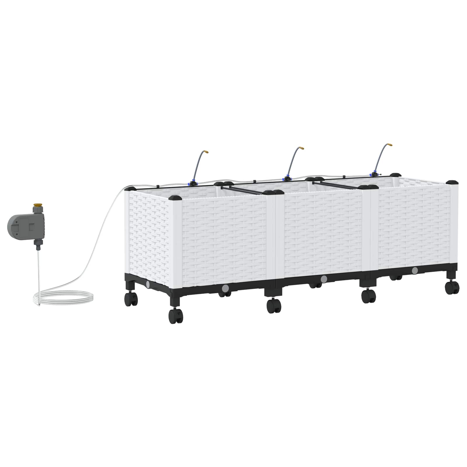 Tuin Pot met Irrigatie en Wielen 3 st Wit 120 x 40 x 43,5 cm PP image 4