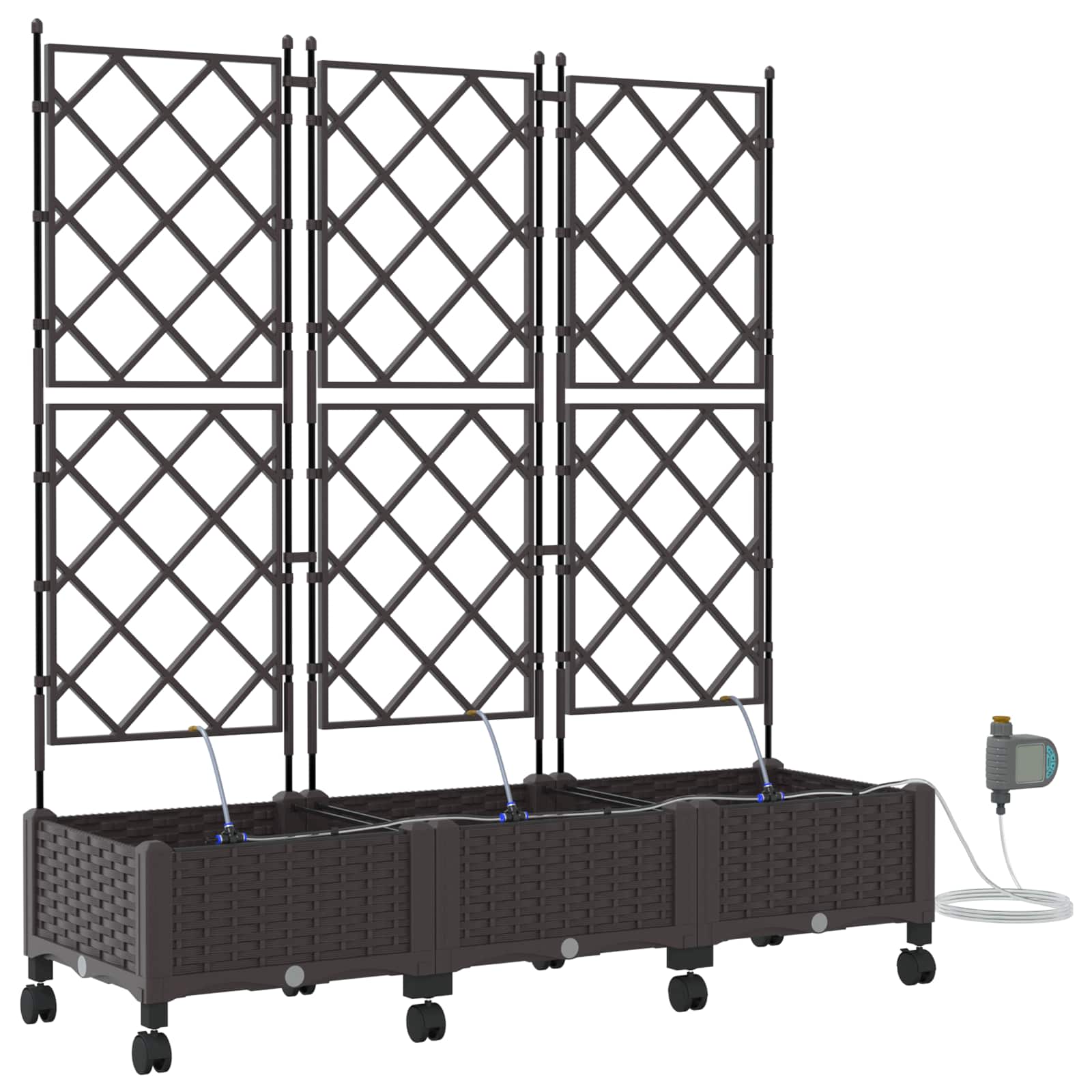 Tuin Pot met Irrigatie en Wielen 3 st Bruin 120 x 40 x 132 cm image 2