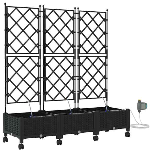 vidaXL Aiakonteiner Kastmise ja Ratastega 3 tk Must 120 x 40 x 132 cm