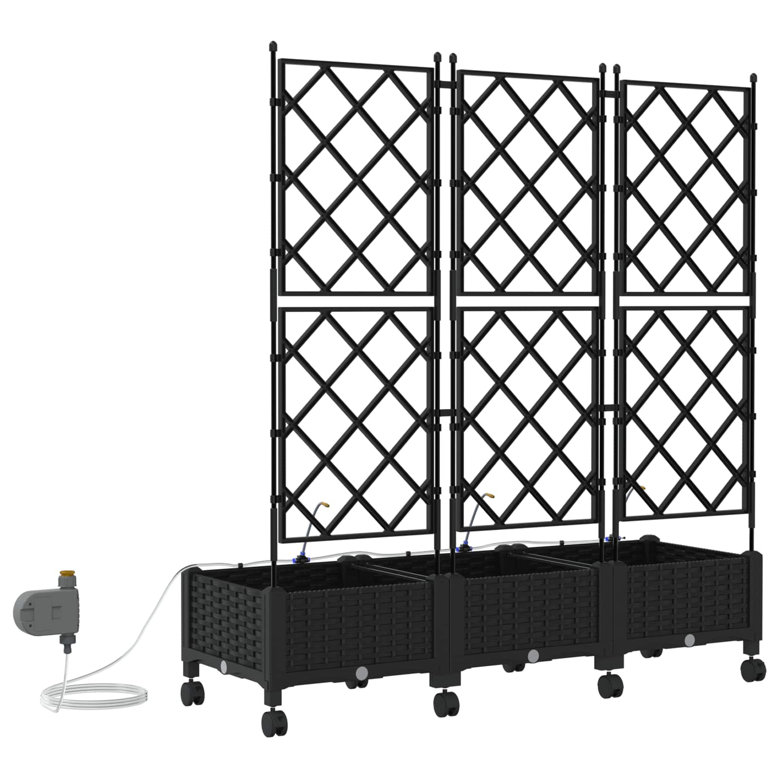 Tuin Pot met Irrigatie en Wielen 3 st Zwart 120 x 40 x 132 cm image 4