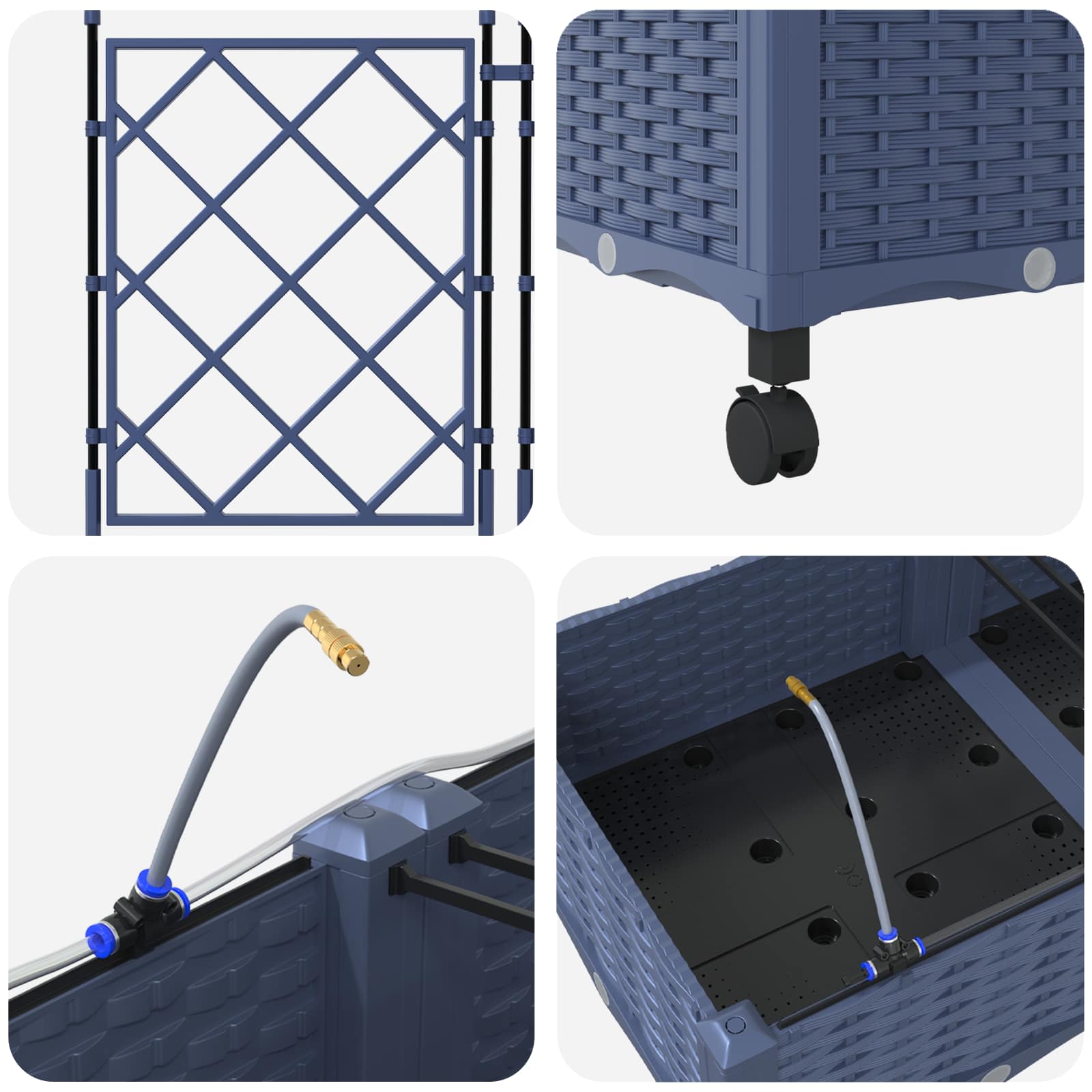 Tuin Pot met Irrigatie en Wielen 3 st Grijs 120 x 40 x 132 cm image 5