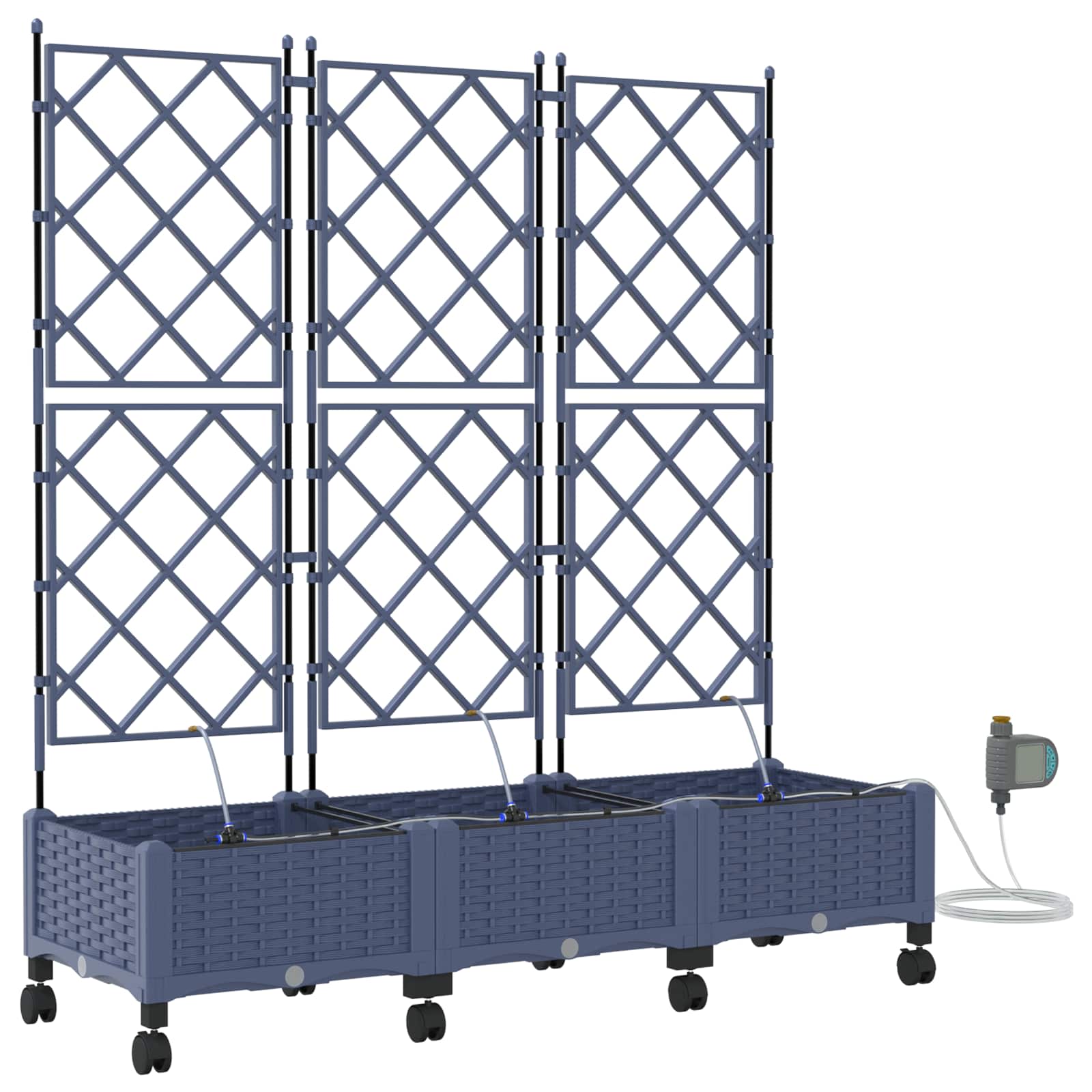 Tuin Pot met Irrigatie en Wielen 3 st Grijs 120 x 40 x 132 cm image 2