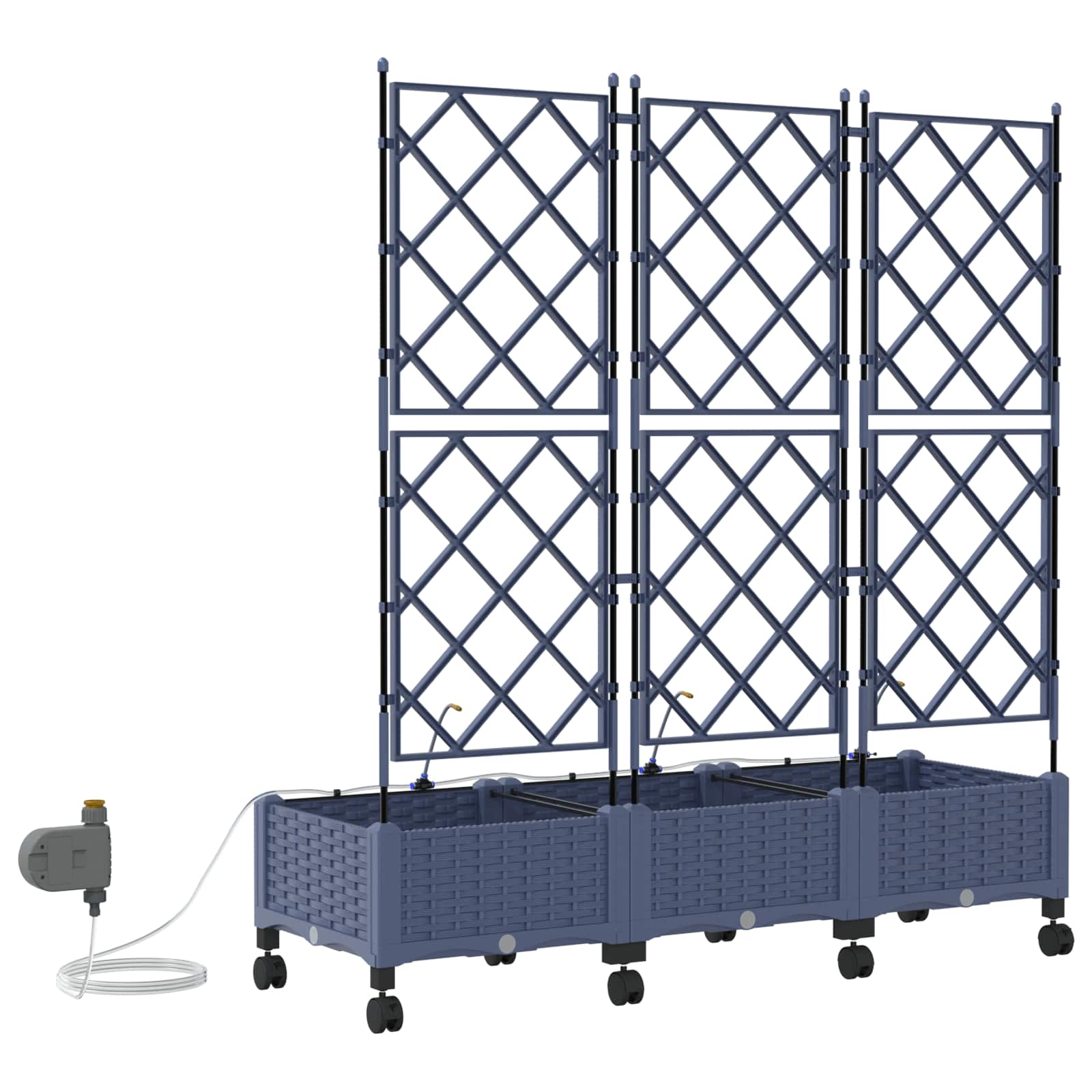 Tuin Pot met Irrigatie en Wielen 3 st Grijs 120 x 40 x 132 cm image 4