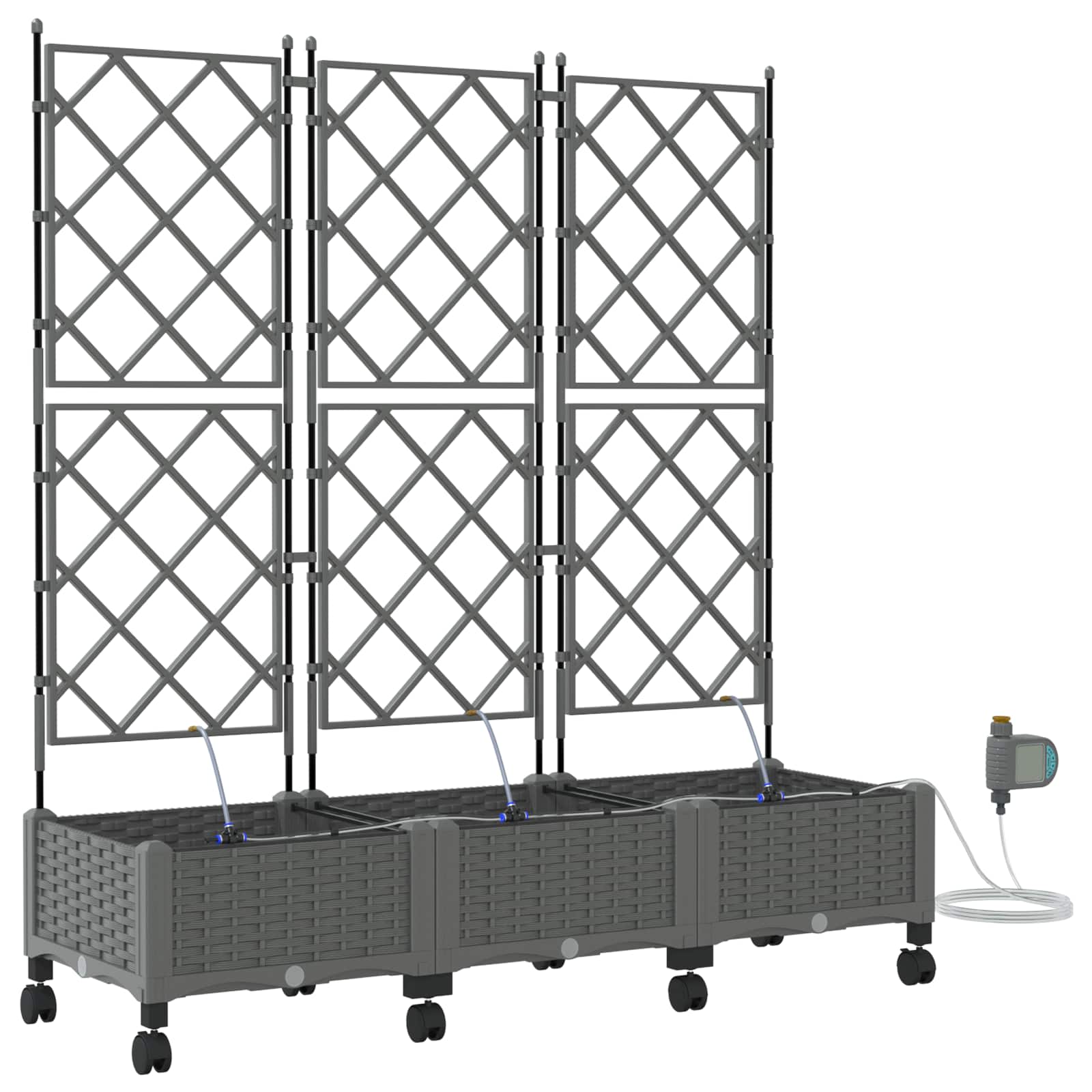Tuin Pot met Irrigatie en Wielen 3 st Lichtgrijs PP image 2