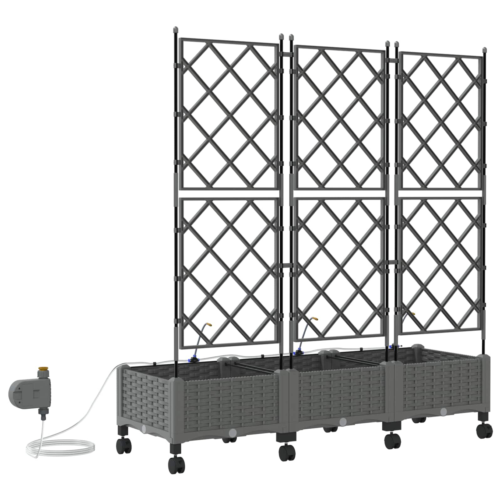 Tuin Pot met Irrigatie en Wielen 3 st Lichtgrijs PP image 4