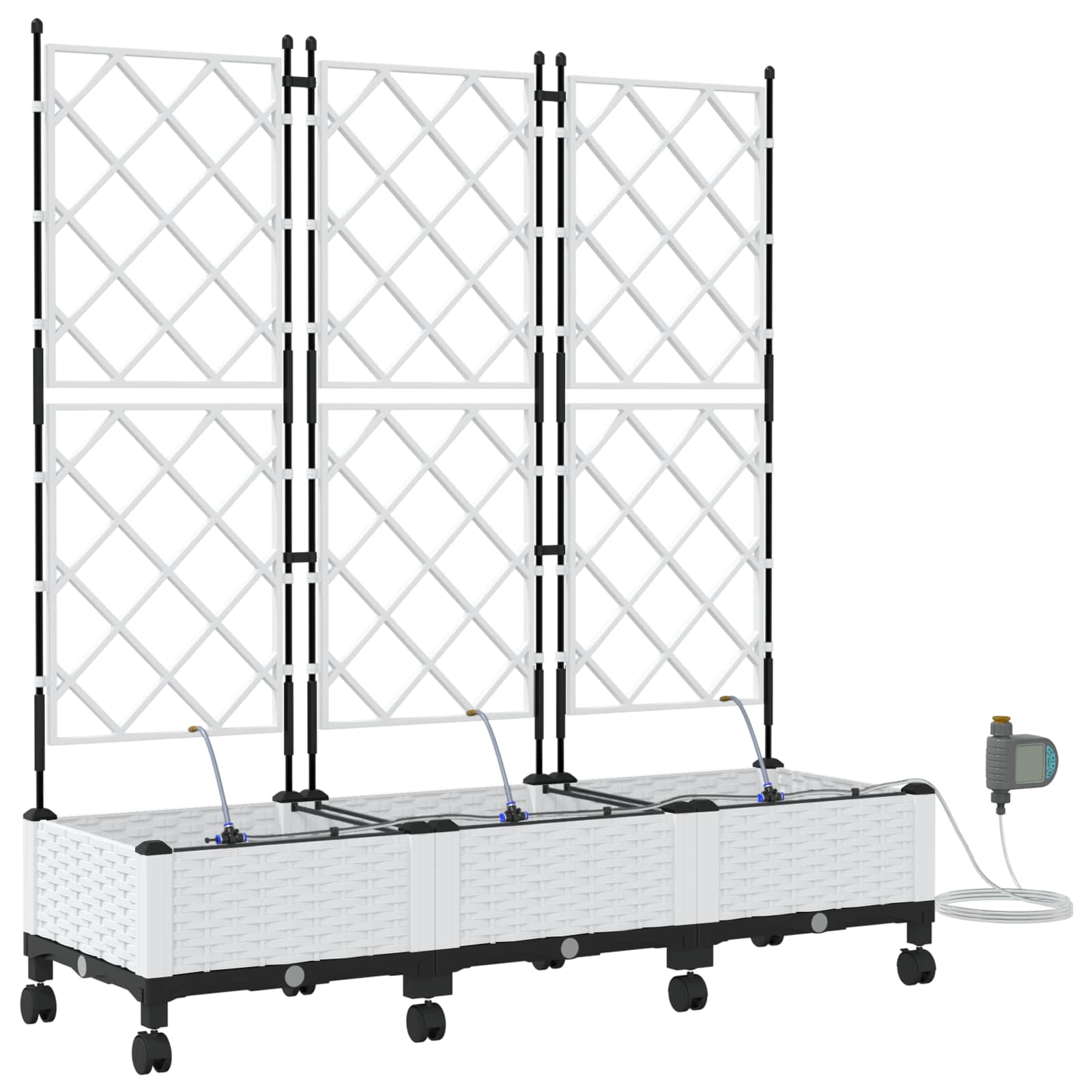 Tuin Pot met Irrigatie en Wielen 3 st Wit 120 x 40 x 132 cm PP image 2