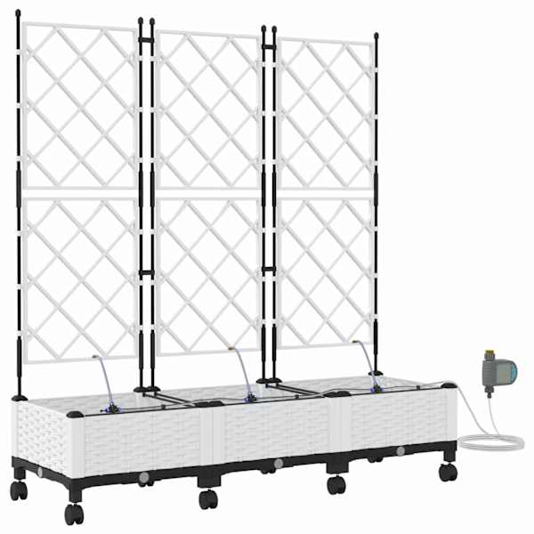 vidaXL Aiakonteiner Kastmise ja Ratastega 3 tk Valge 120 x 40 x 132 cm
