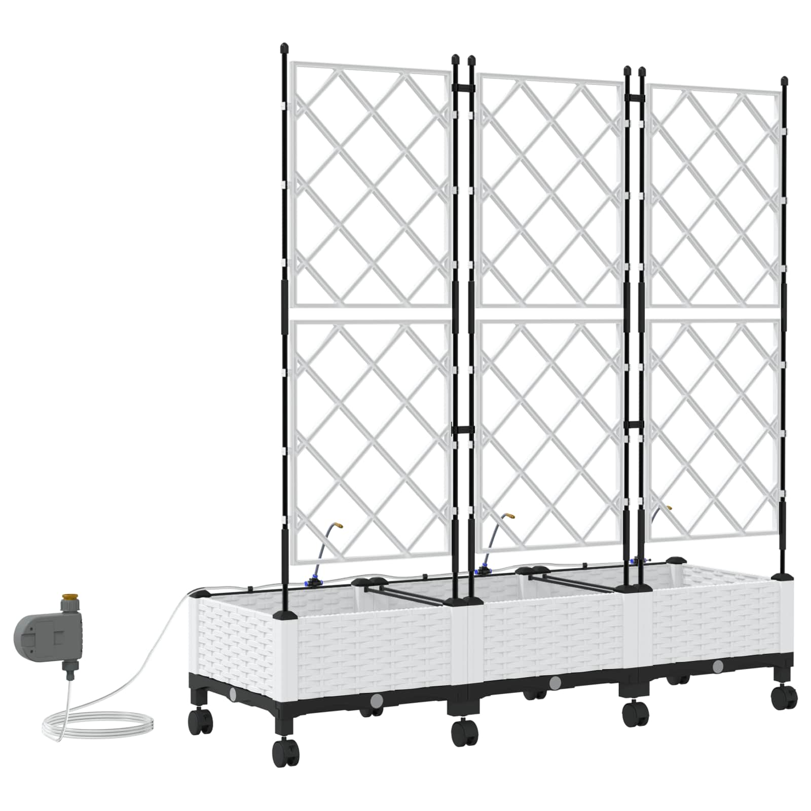 Tuin Pot met Irrigatie en Wielen 3 st Wit 120 x 40 x 132 cm PP image 4