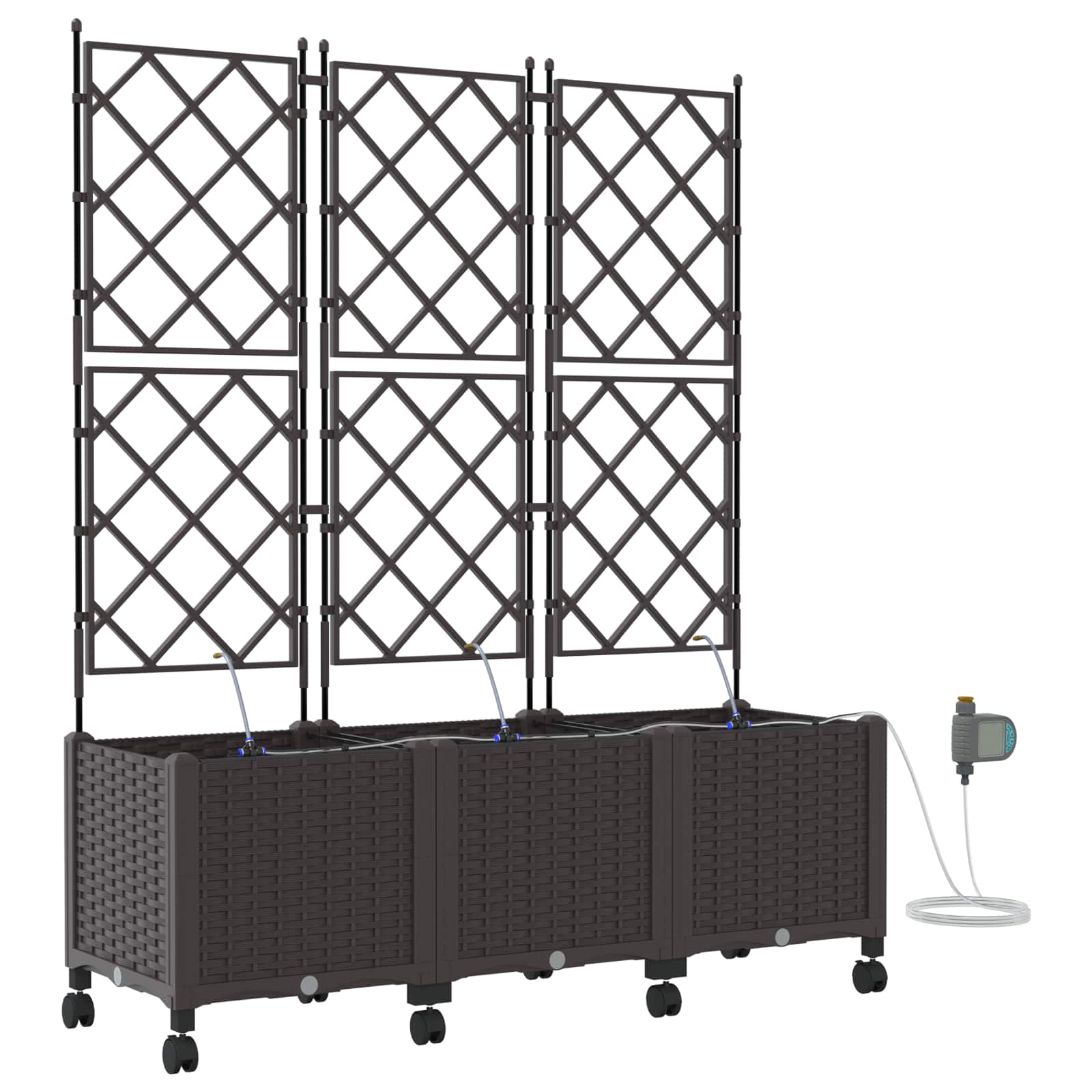Tuin Pot met Irrigatie en Wielen 3 st Bruin 120 x 40 x 148 cm image 2