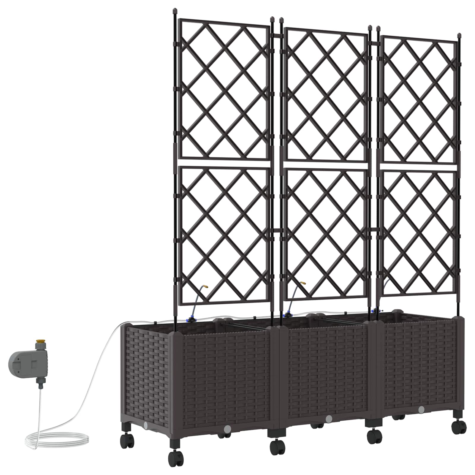Tuin Pot met Irrigatie en Wielen 3 st Bruin 120 x 40 x 148 cm image 4