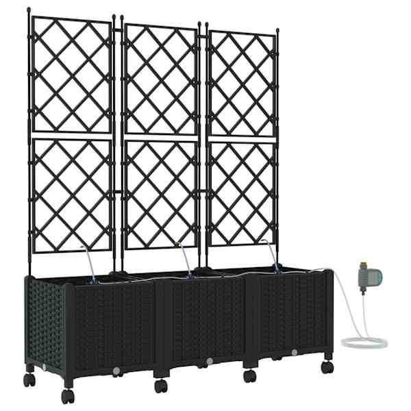 vidaXL Aiakonteiner Kastmise ja Ratastega 3 tk Must 120 x 40 x 148 cm