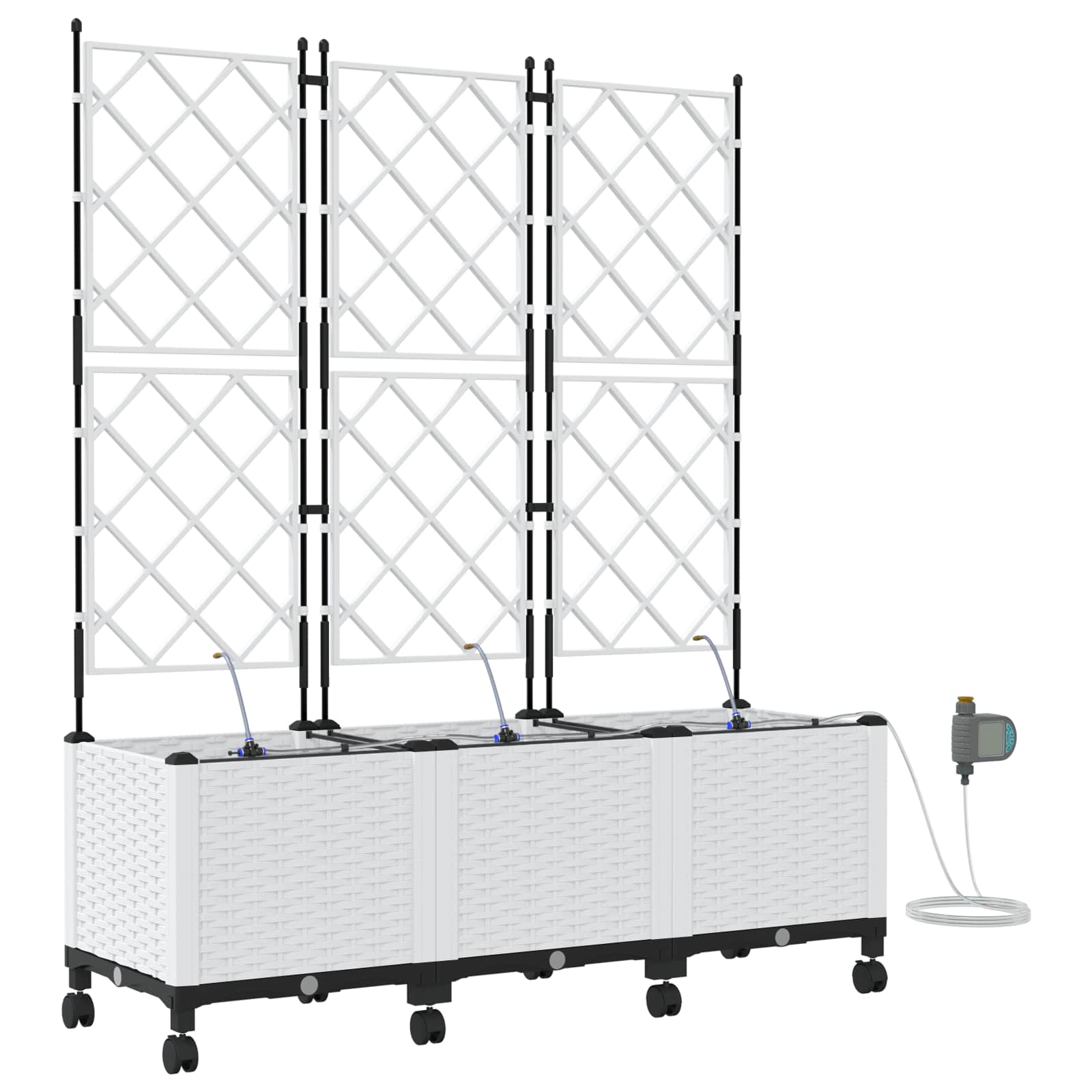 Tuin Pot met Irrigatie en Wielen 3 st Wit 120 x 40 x 148 cm PP image 2