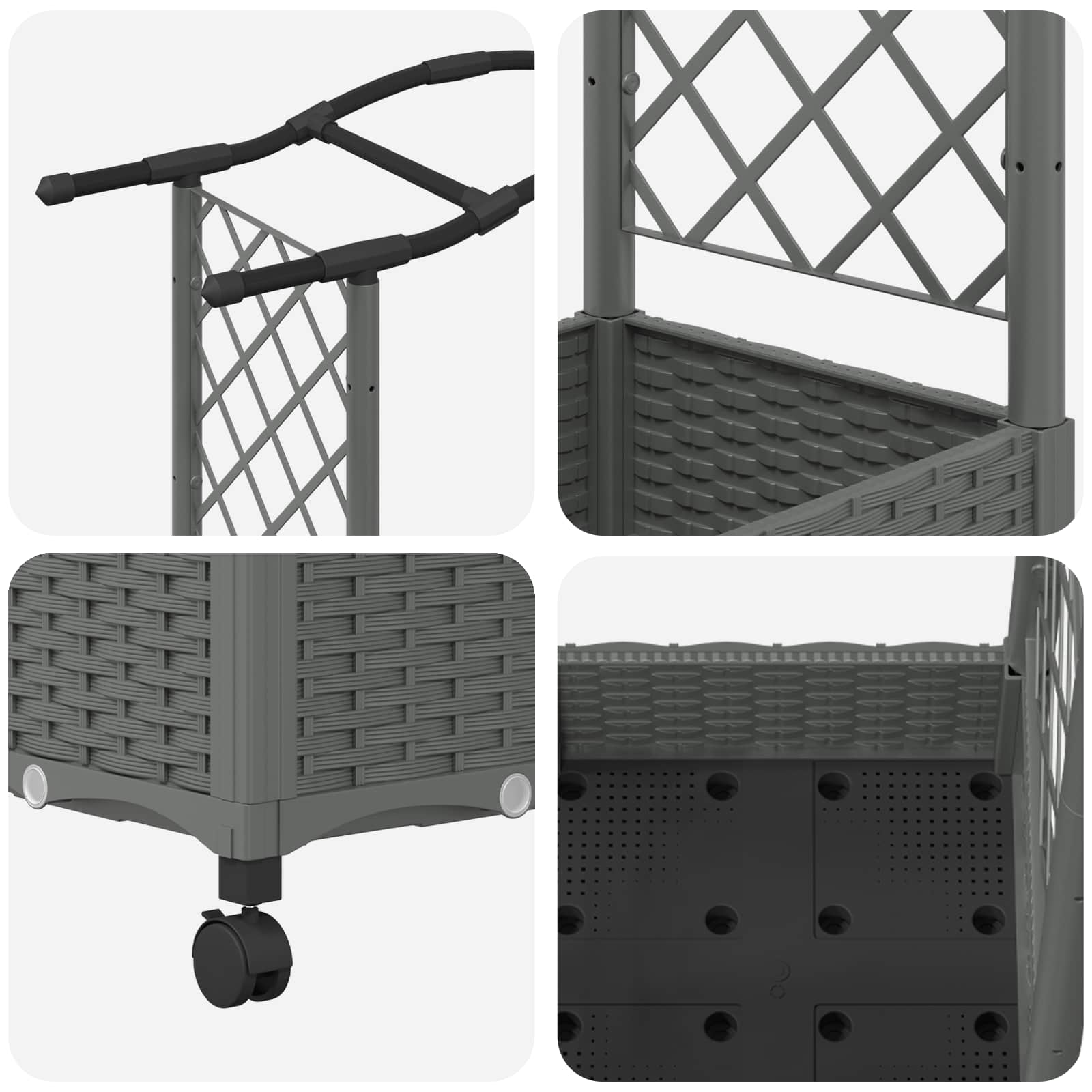 Verhoogd Bed met Trellis en Dak Lichtgrijs 169 x 40 x 129 cm PP image 6