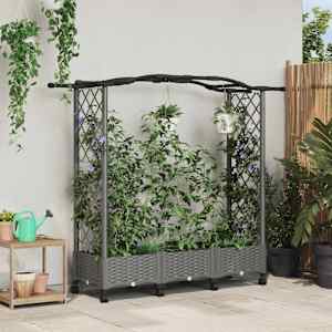 Vyvýšený záhon s treláží a střechou Světle šedá PP - obrázek 1