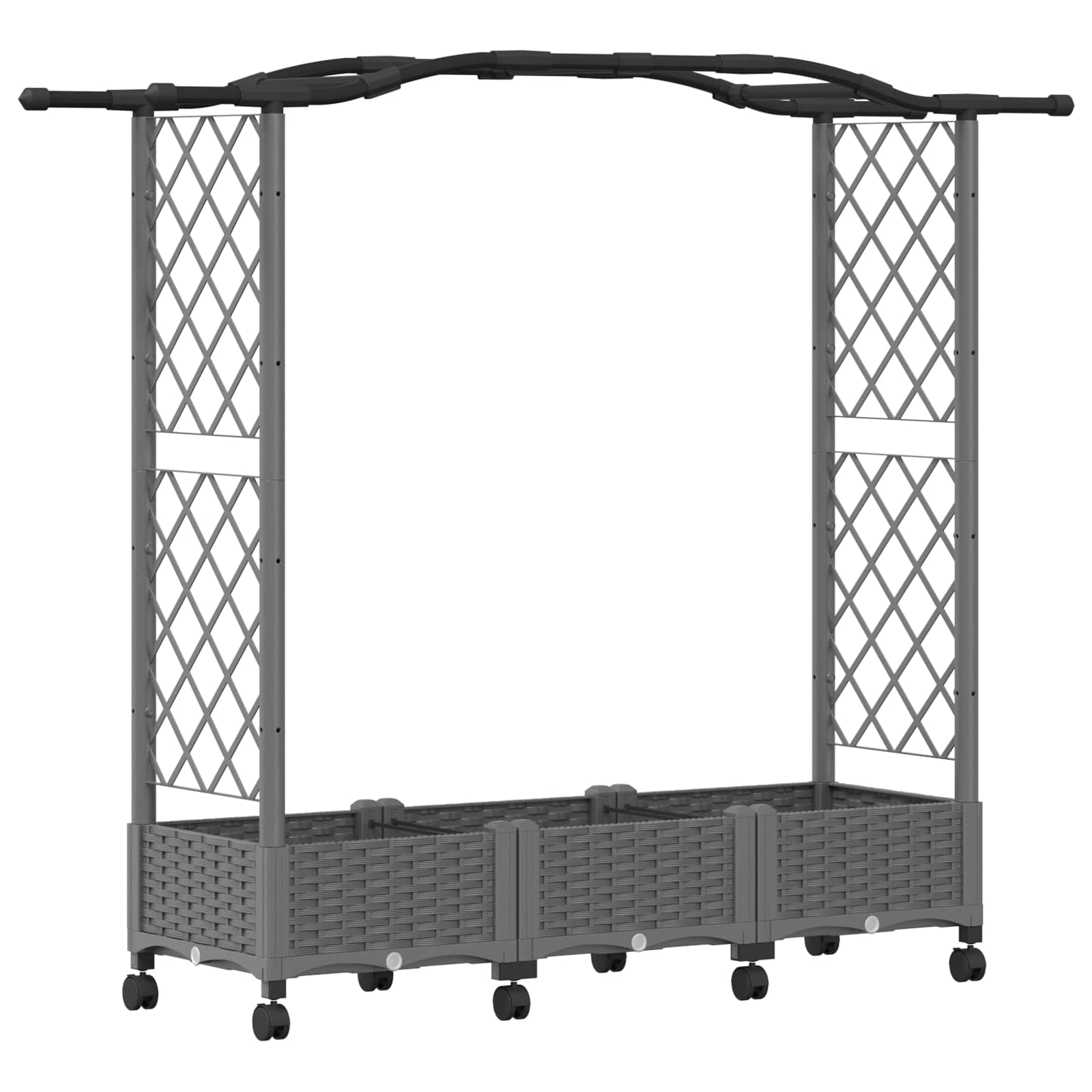 Verhoogd Bed met Trellis en Dak Lichtgrijs 169 x 40 x 129 cm PP image 2