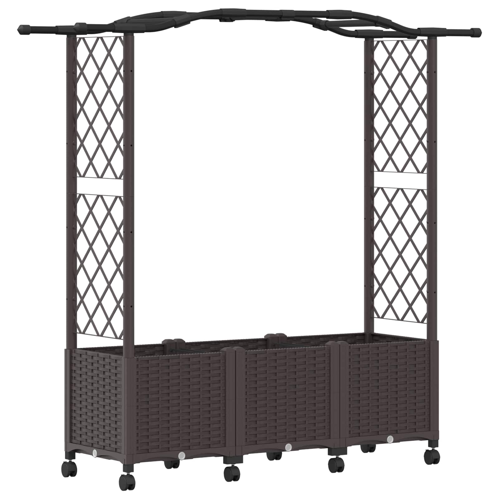 vidaXL Vyvýšený záhon s mriežkou a strechou Hnedá 164 x 40 x 144 cm PP