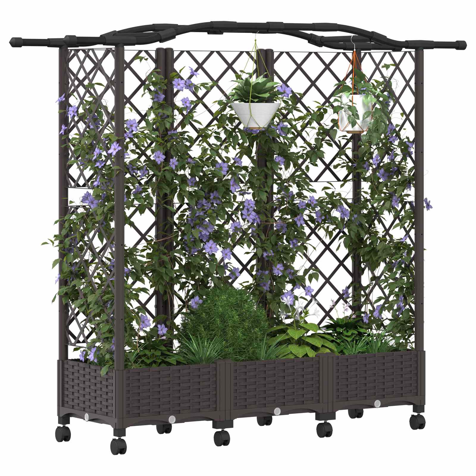 Verhoogd Bed met Trellis en Dak Bruin 163 x 40 x 129 cm PP image 3
