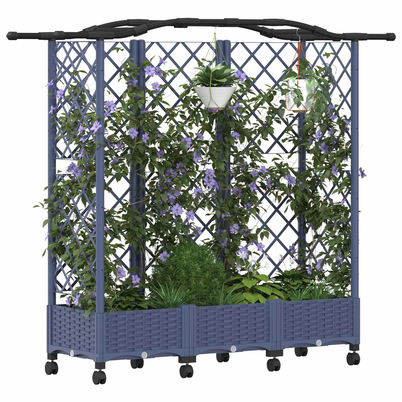 Verhoogd Bed met Trellis en Dak Grijs 163 x 40 x 129 cm PP image 3