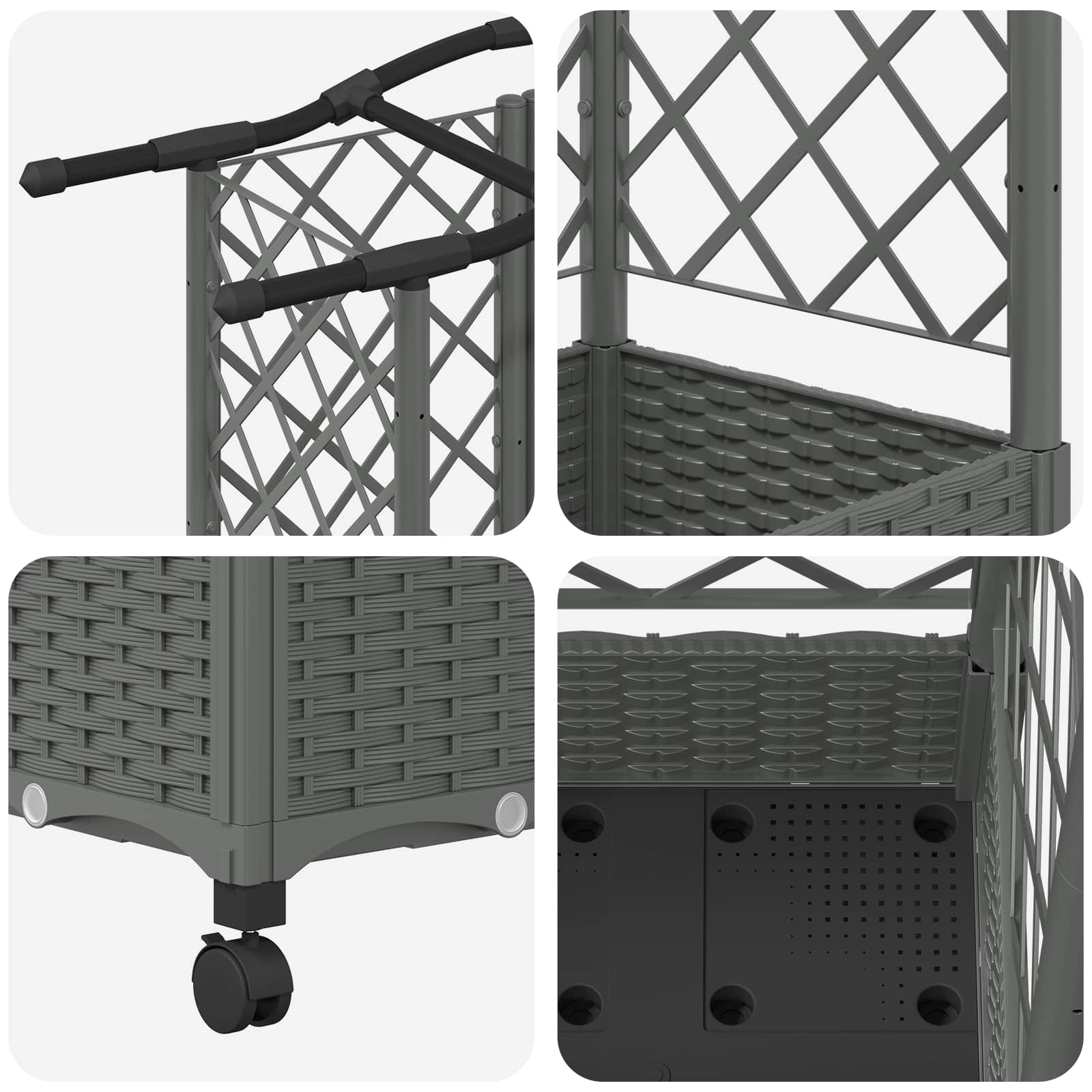 Verhoogd Bed met Trellis en Dak Lichtgrijs 163 x 40 x 129 cm PP image 6
