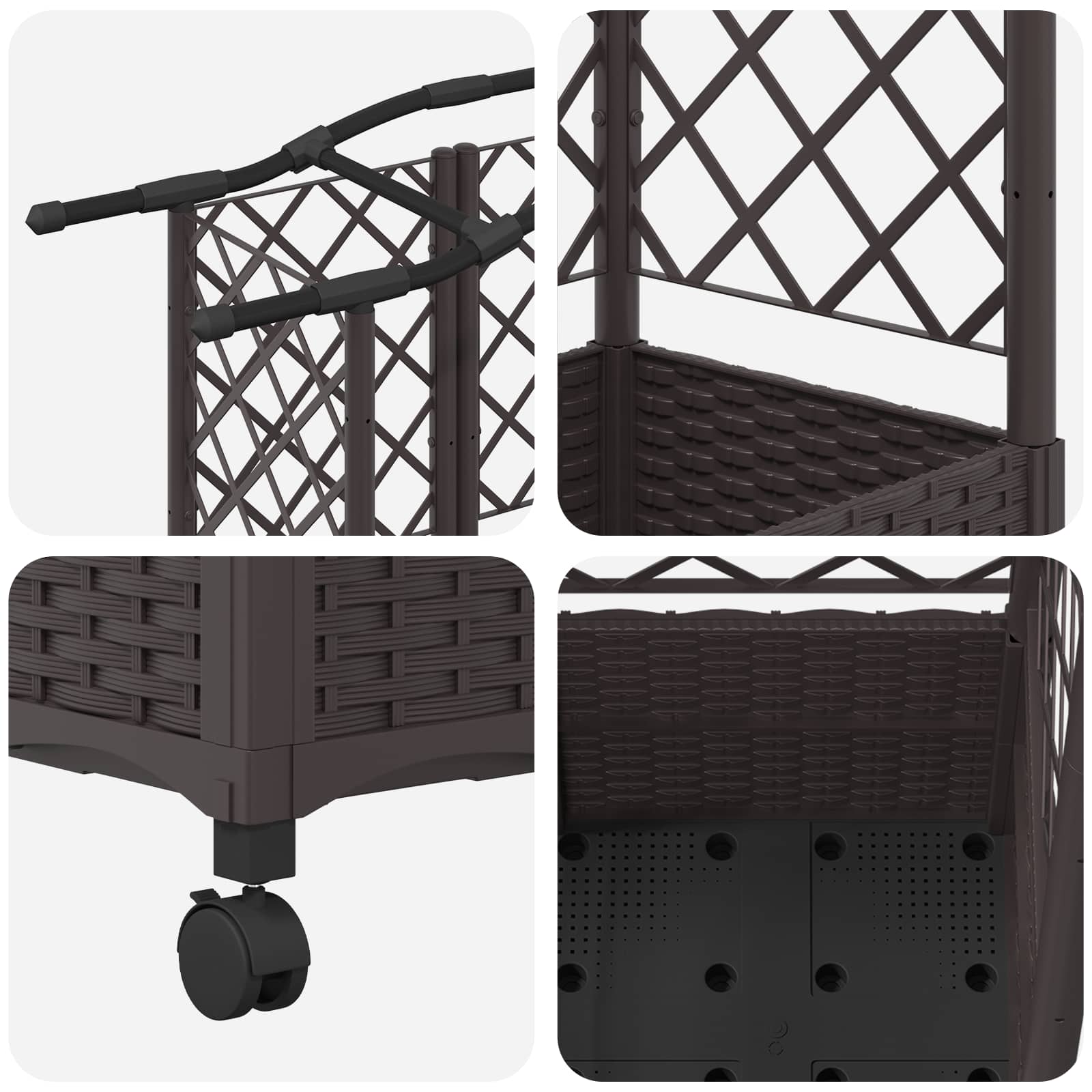 Verhoogd Bed met Trellis en Dak Bruin 163 x 40 x 144 cm PP image 6