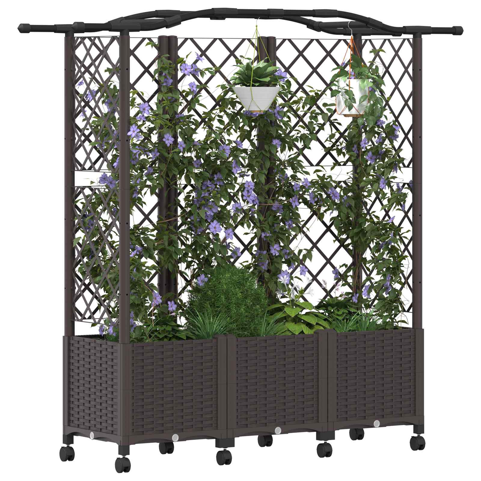 Verhoogd Bed met Trellis en Dak Bruin 163 x 40 x 144 cm PP image 3
