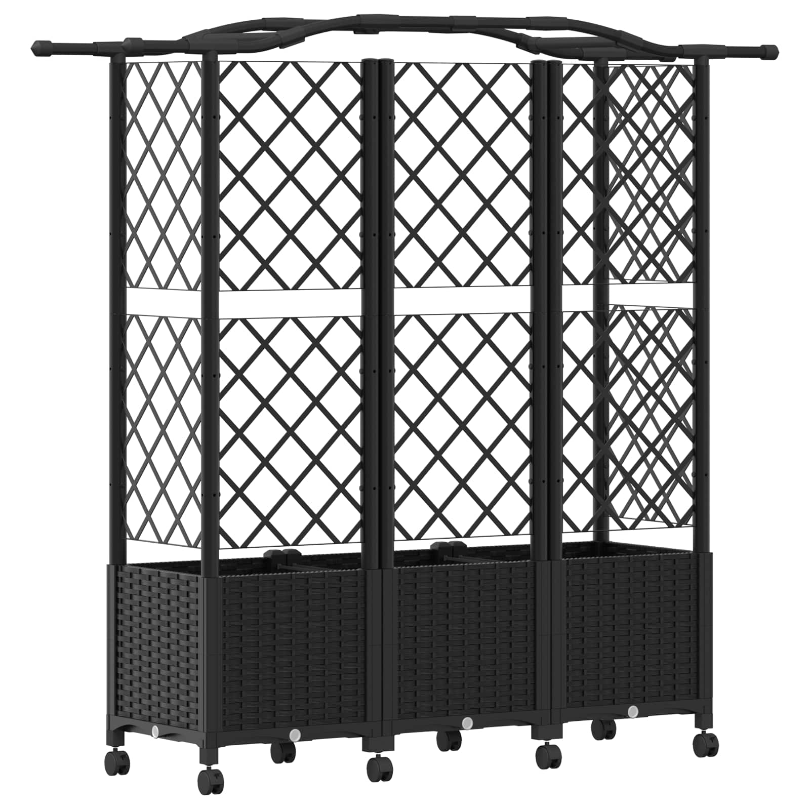 Verhoogd Bed met Trellis en Dak Zwart 163 x 40 x 144 cm PP image 5