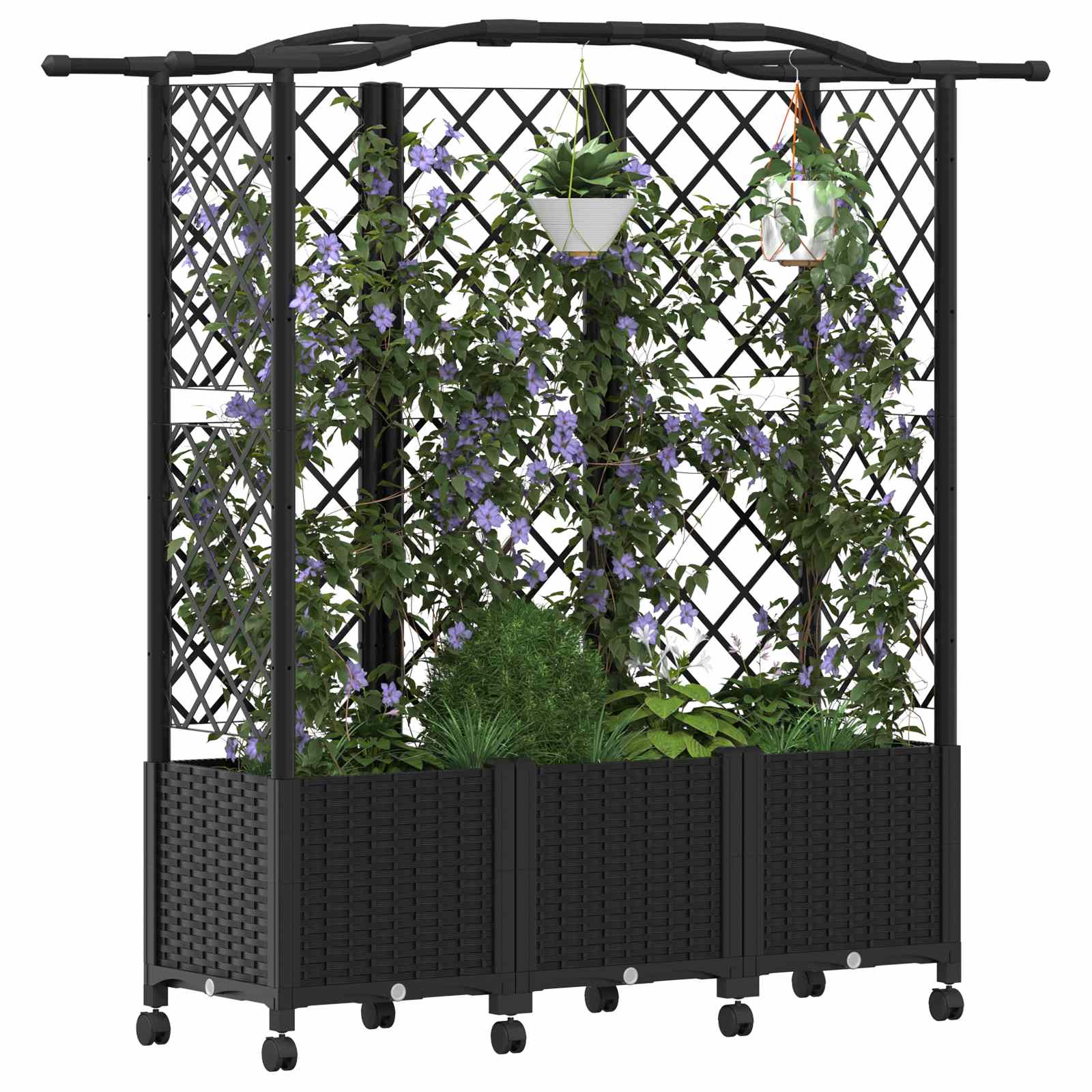 Verhoogd Bed met Trellis en Dak Zwart 163 x 40 x 144 cm PP image 3