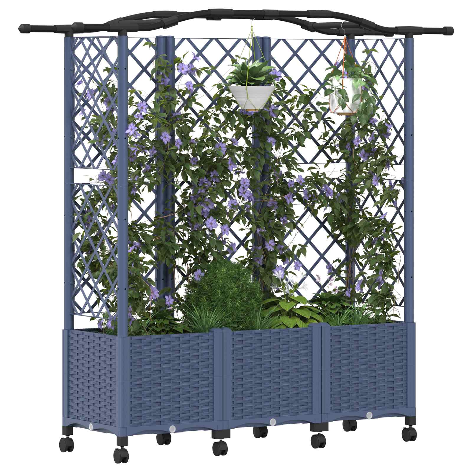 Verhoogd Bed met Trellis en Dak Grijs 163 x 40 x 144 cm PP image 3
