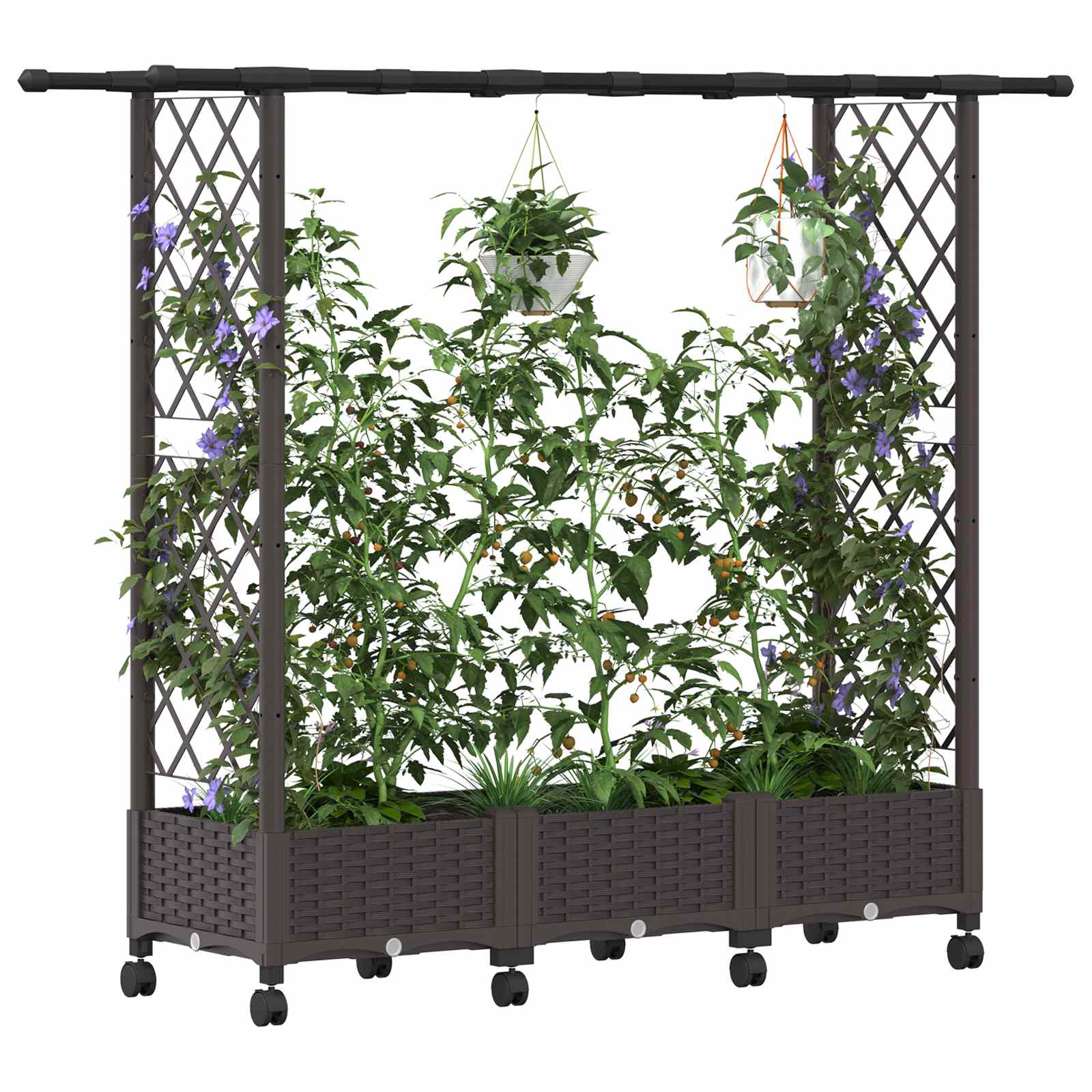 Verhoogd Bed met Trellis en Dak Bruin 164 x 40 x 127 cm PP image 3