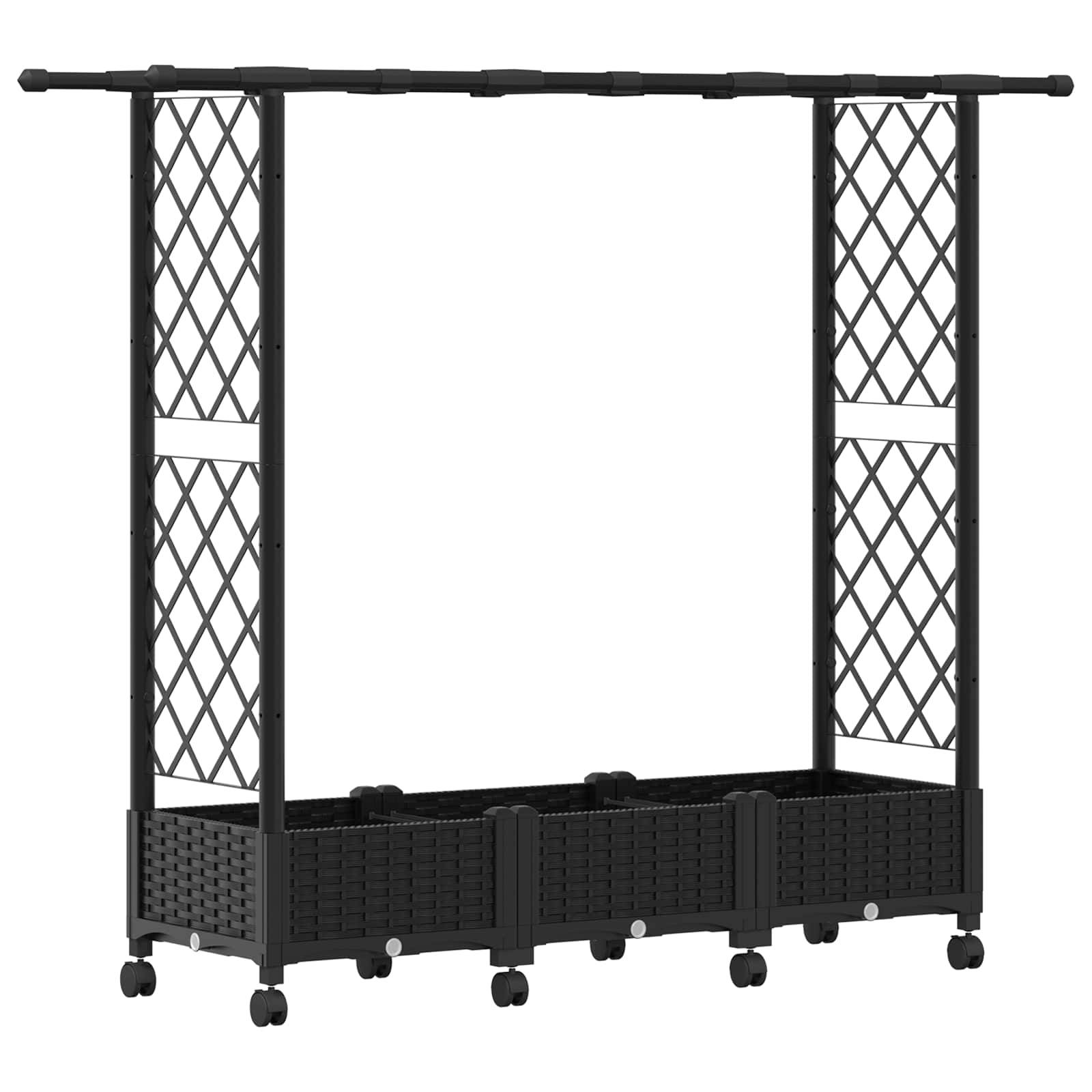 Verhoogd Bed met Trellis en Dak Zwart 164 x 40 x 127 cm PP image 2