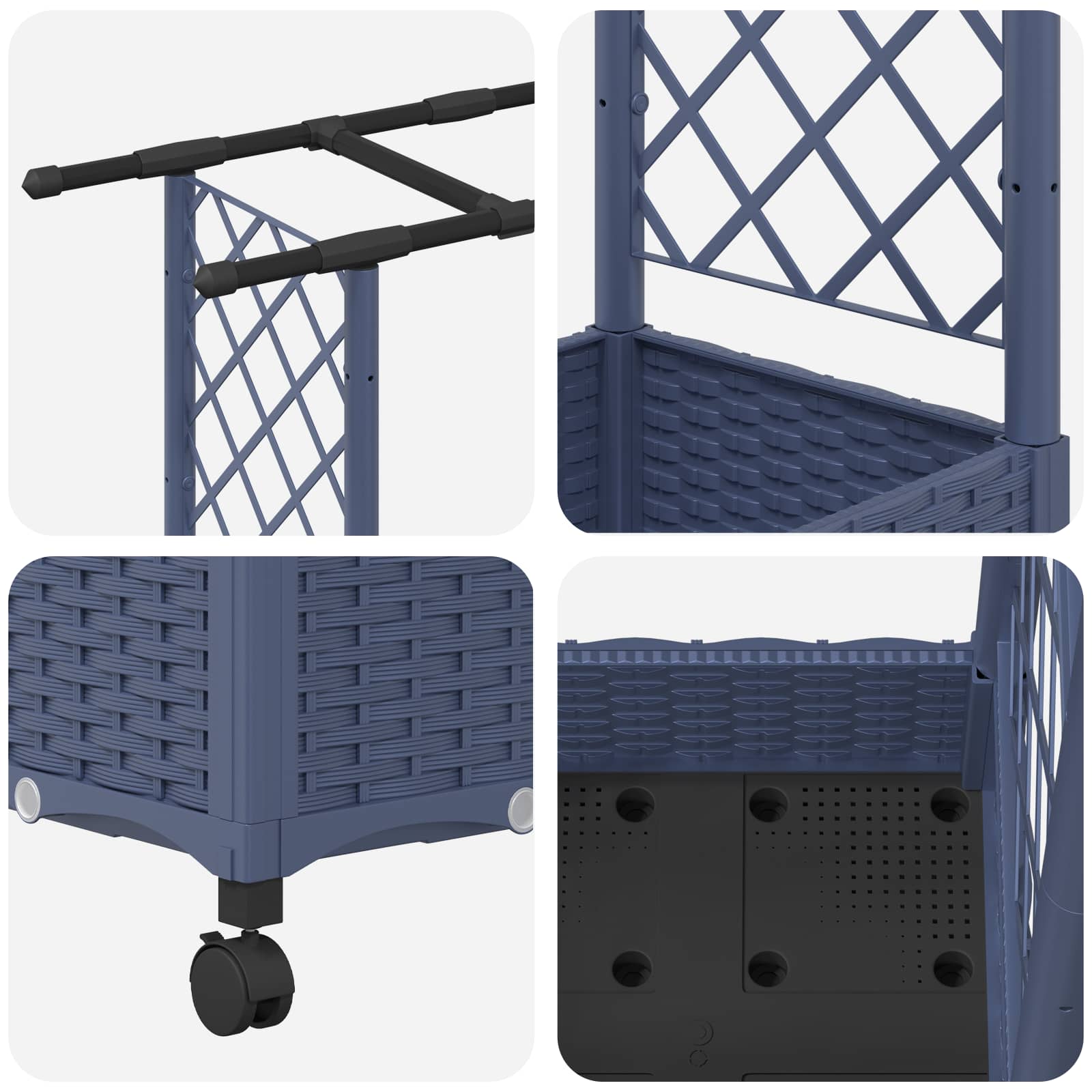 Verhoogd Bed met Trellis en Dak Grijs 164 x 40 x 127 cm PP image 6