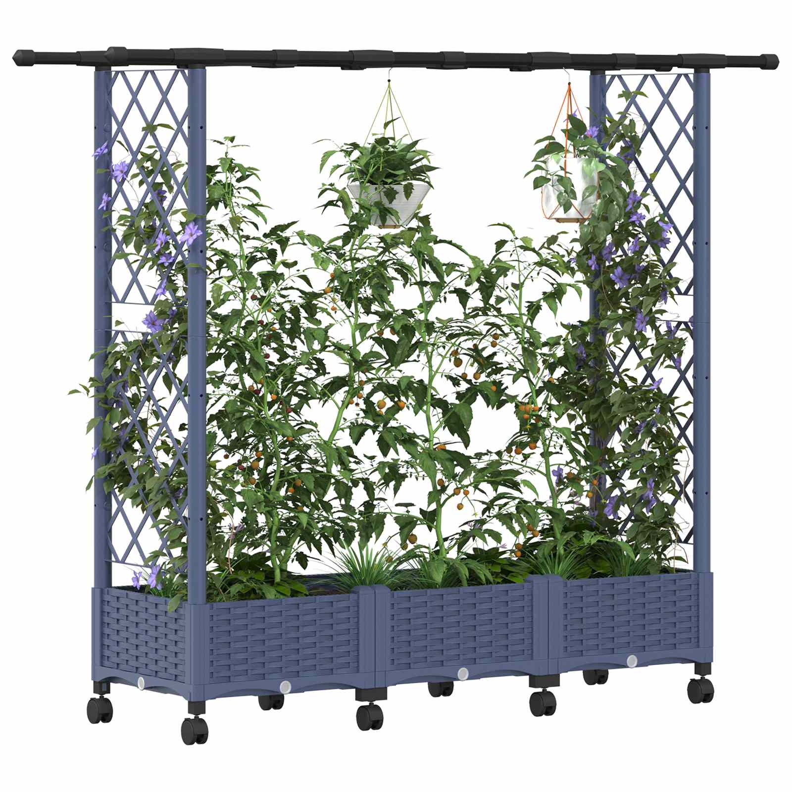 Verhoogd Bed met Trellis en Dak Grijs 164 x 40 x 127 cm PP image 3