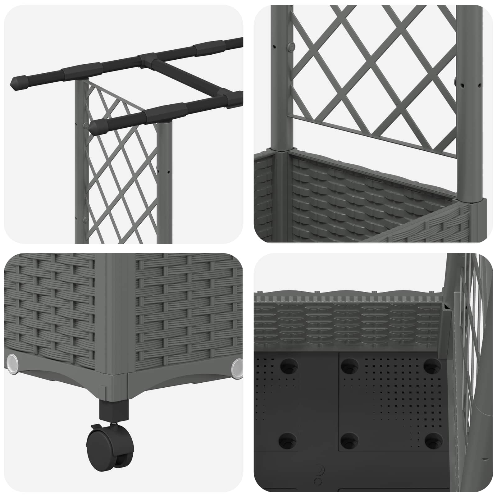 Verhoogd Bed met Trellis en Dak Lichtgrijs 164 x 40 x 127 cm PP image 6
