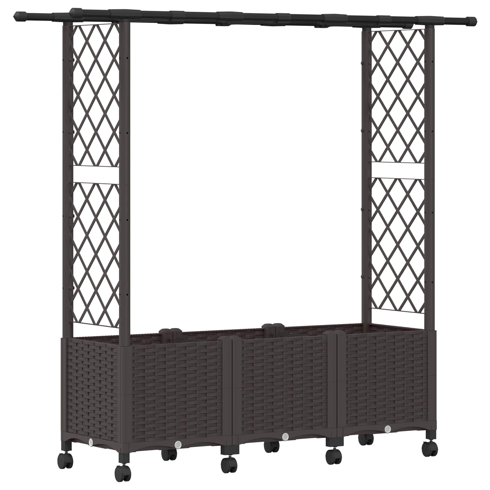 Verhoogd Bed met Trellis en Dak Bruin 162,5 x 40 x 142 cm PP image 2