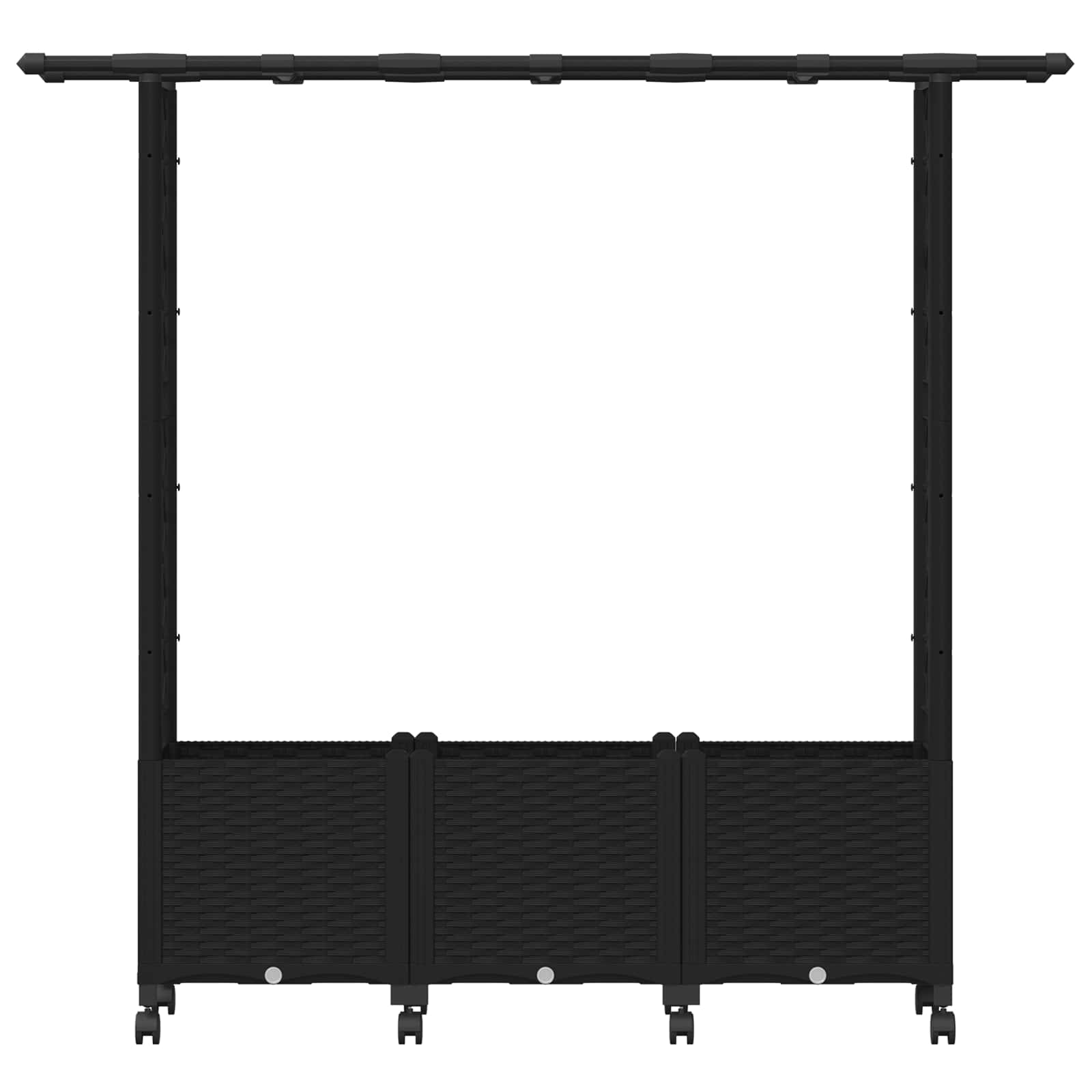 Verhoogd Bed met Trellis en Dak Zwart 162,5 x 40 x 142 cm PP image 4