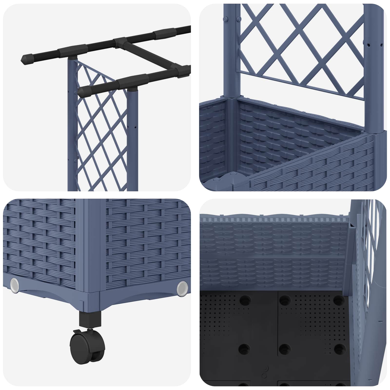 Verhoogd Bed met Trellis en Dak Grijs 162,5 x 40 x 142 cm PP image 6