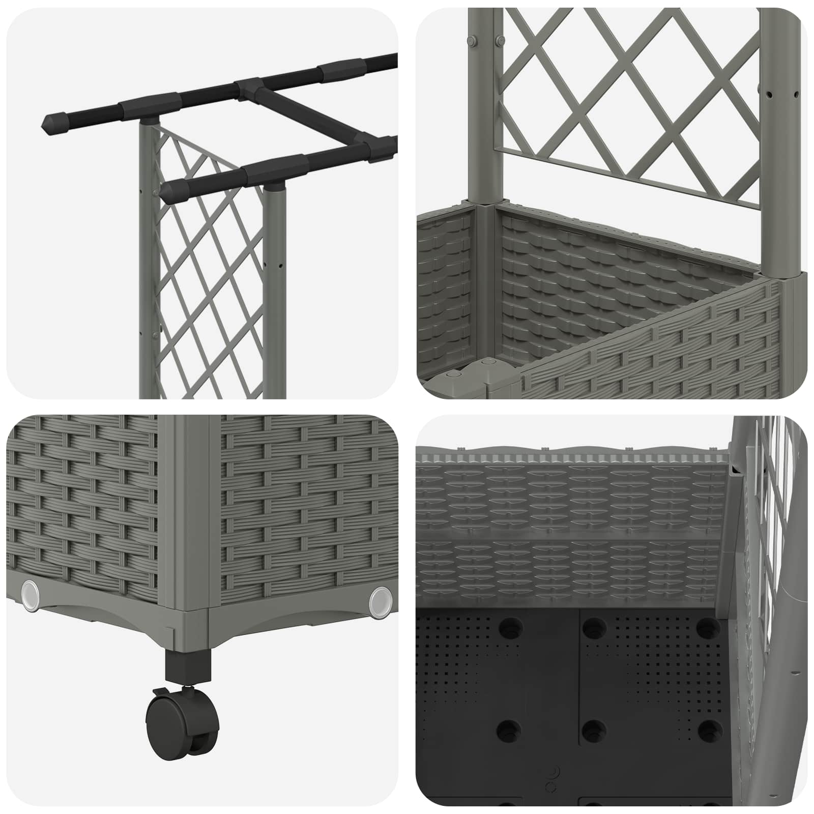 Verhoogd Bed met Trellis en Dak Lichtgrijs 162,5 x 40 x 142 cm image 6