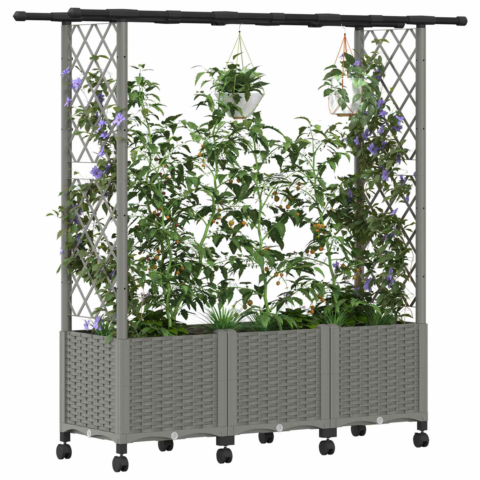 Verhoogd Bed met Trellis en Dak Lichtgrijs 162,5 x 40 x 142 cm image 3