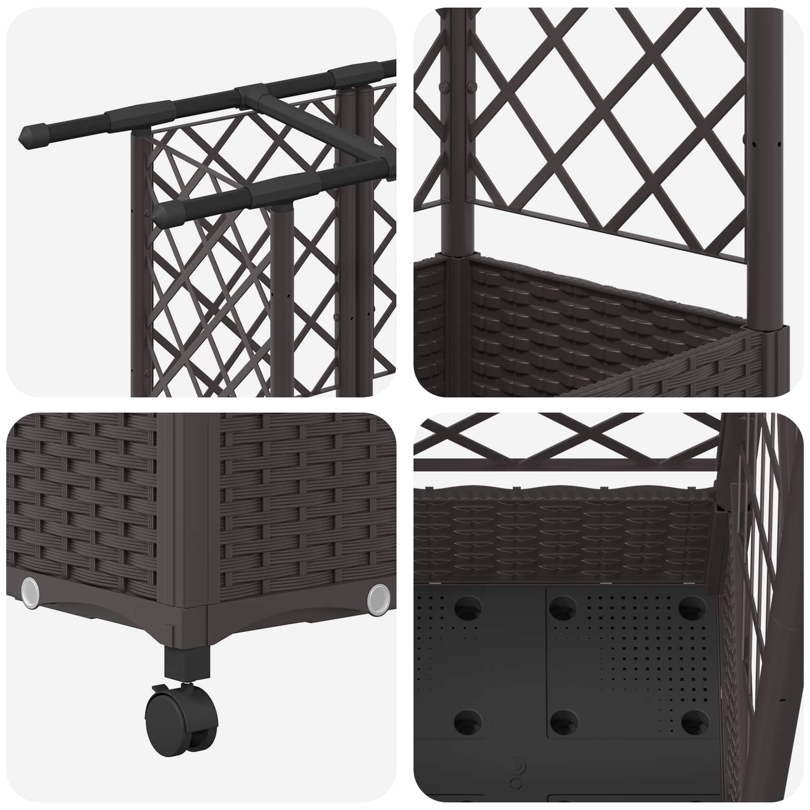Verhoogd Bed met Trellis en Dak Bruin 164 x 40 x 127 cm PP image 6